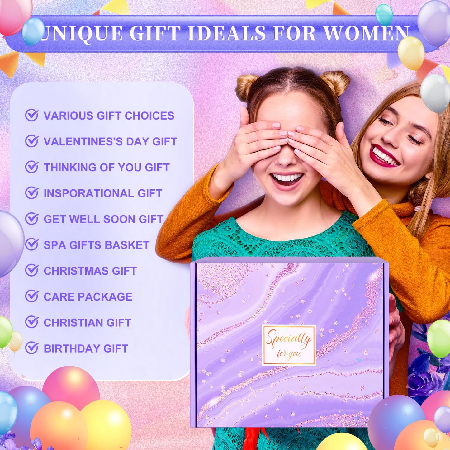 13PCS Birthday Gifts for Women,Mom, Wife, Girlfriend, Sister, Her- Self Care Package Get Well Soon Gifts Basket for Women Purple Birthday Gifts Mothers Day Baskets for Mom