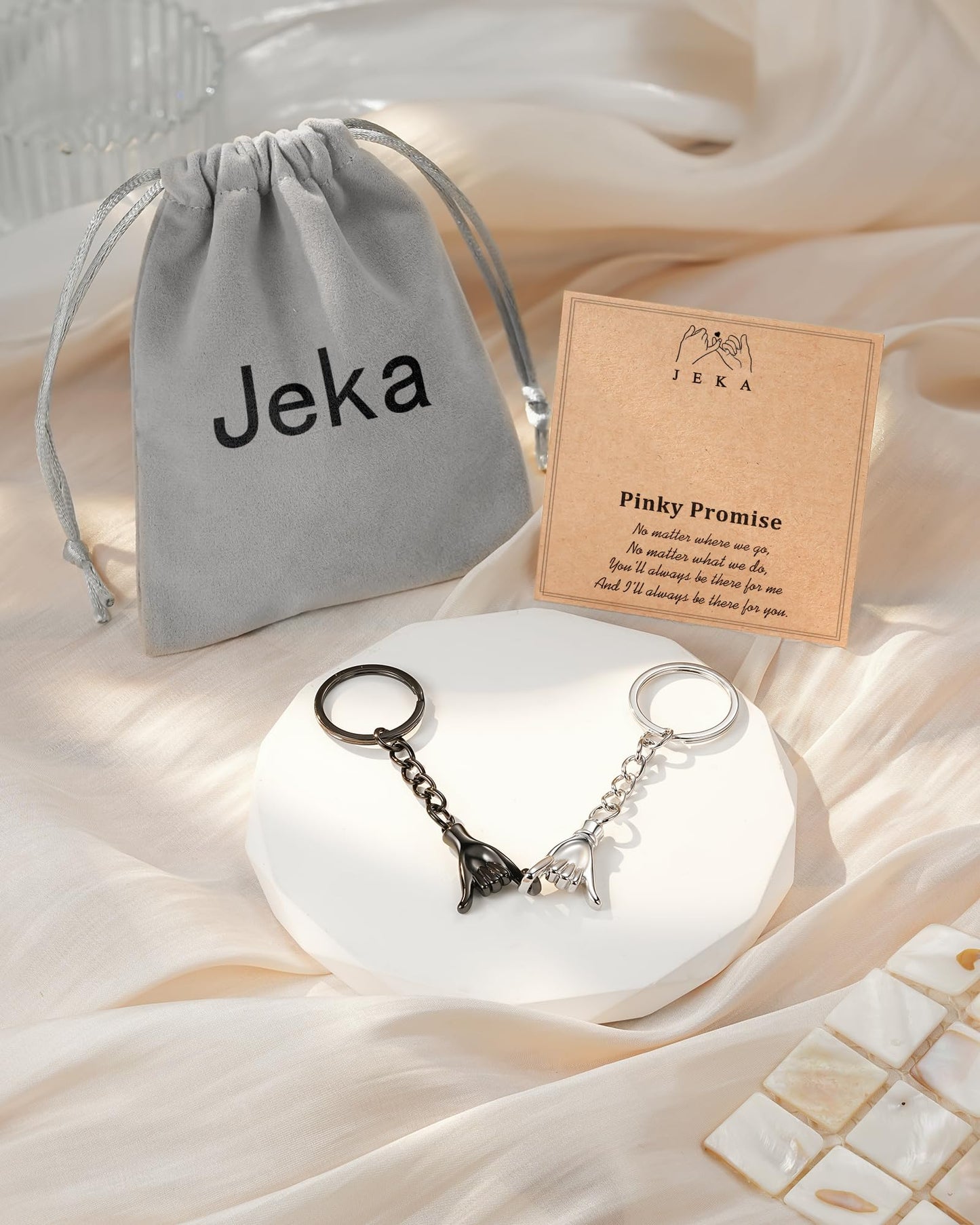 Jeka Valentines Day Girlfriend Boyfriend Matching Couples Stuff Gifts, Anniversary Birthday Cute Pinky Promise Keychian Key Ring Gifts for Him His Her Bf Gf Women Men Best Friend Wife