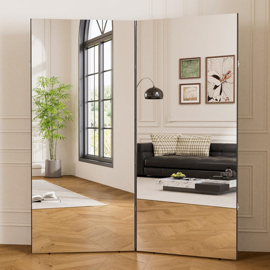 brisafe 71"x63" Ultra-Light Foldable Floor Mirror with 360° Folding Design, Space-Saving Full-Length Mirror for Home Gym/Yoga/Dance Studio & Commercial Use, 60% Insurance Savings, Black