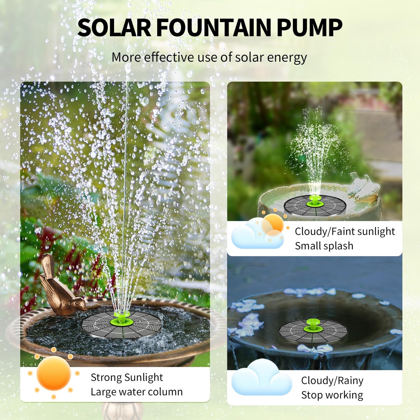 4.0W Solar Bird Bath Fountain Pump, Solar Powered Water Pump, Outdoor Water Fountain with 8 Nozzles for Hummingbirds, Garden, Pool, Pond