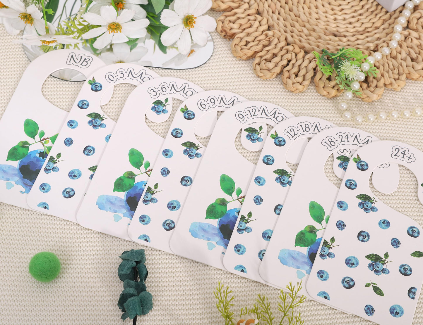 Blueberry Theme Baby Closet Dividers - Berry Baby Clothes Nursery Size Organizer,Nursery Closet Dividers Newborn-24 Months (Blueberry)