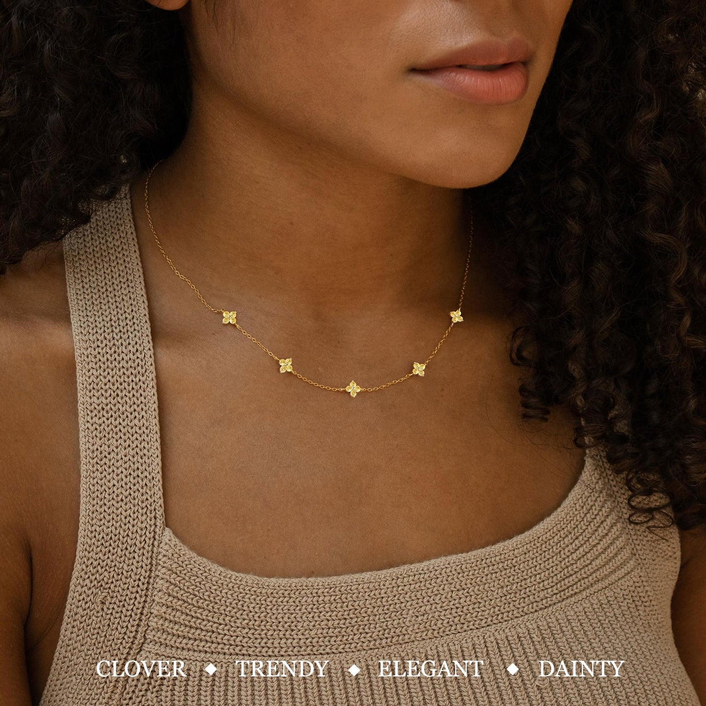 Birthstone Gold Necklace for Women Dainty Non Tarnish 14K Gold Plated Diamond Choker Necklaces Clover Emerald Green Cubic Zirconia Necklace Birthday Valentine's Day Gifts Womens Prom Gold Jewelry