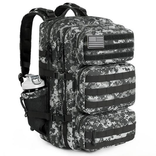 kookoomia Military Tactical Backpack 25L Day Backpack for Men Molle Army 3 Days Assault Pack Bug Out Bag Water Resistant and Heavy Duty Hiking Treeking Rucksack - Black Digital Camo