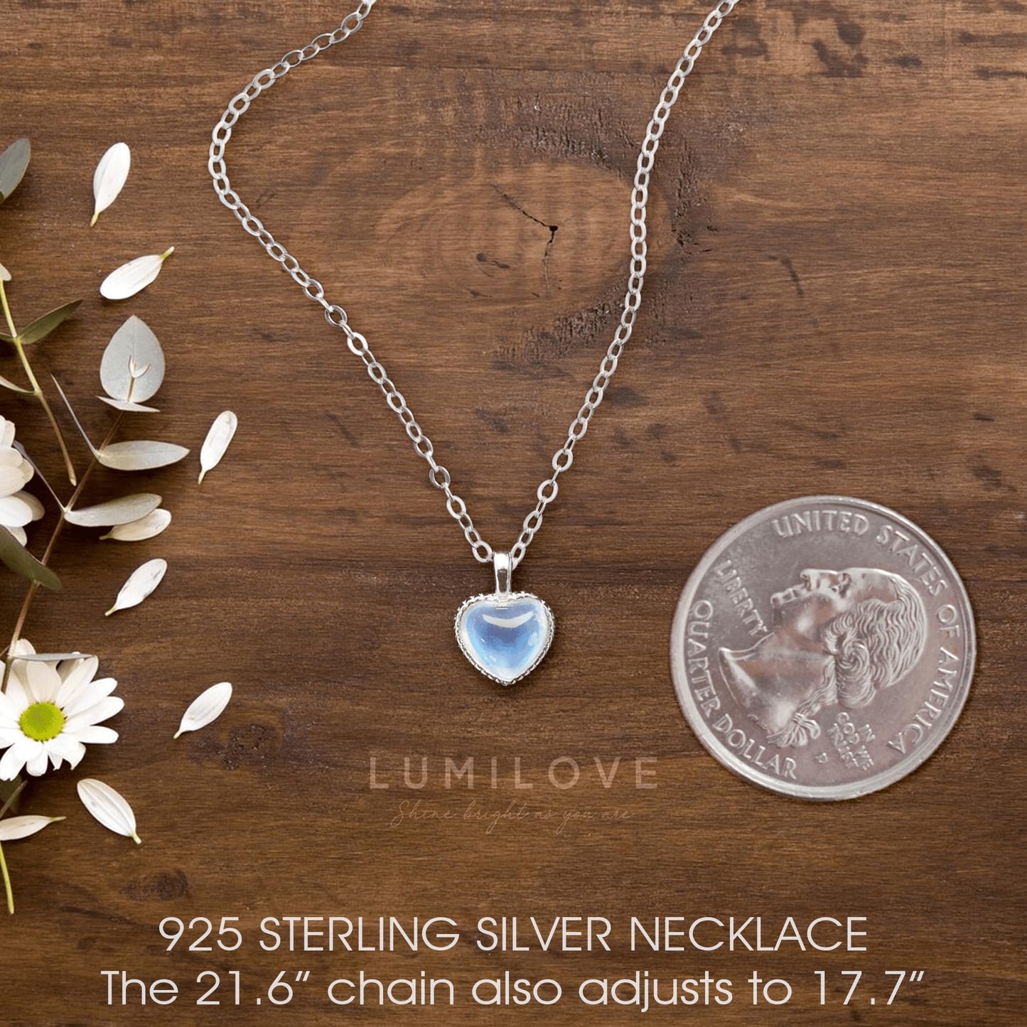 LUMILOVE New Beginning Moonstone Sterling Silver Necklace for Women, New Beginning Gifts for Women, New Job Gift, Divorce Gifts for Women, Graduation Christmas Gift, Minimalist Moonstone Jewelry