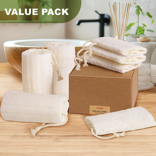 Createjoya 7 Pack Natural Loofah Body Scrubber Sponge, 5 Inches Organic Luffa for Exfoliating & Smooth Skin Cleansing, Ideal for Men & Women, Spa & Shower Use