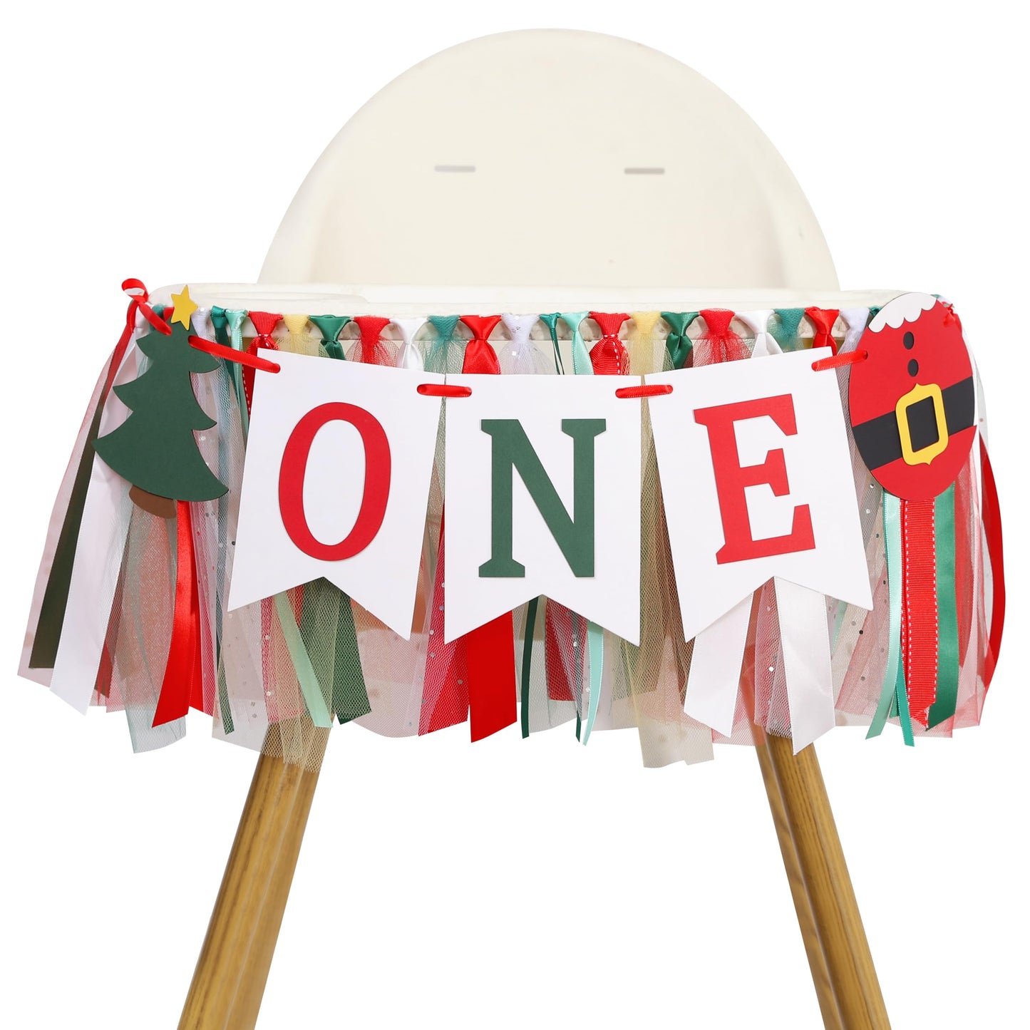 Christmas 1st Birthday High Chair Banner - My First Christmas Highchair Banner, Best Christmas Tree One Birthday Party Supplies, Santa Party Decorations for Baby, Holiday Cake Smash Photo Props