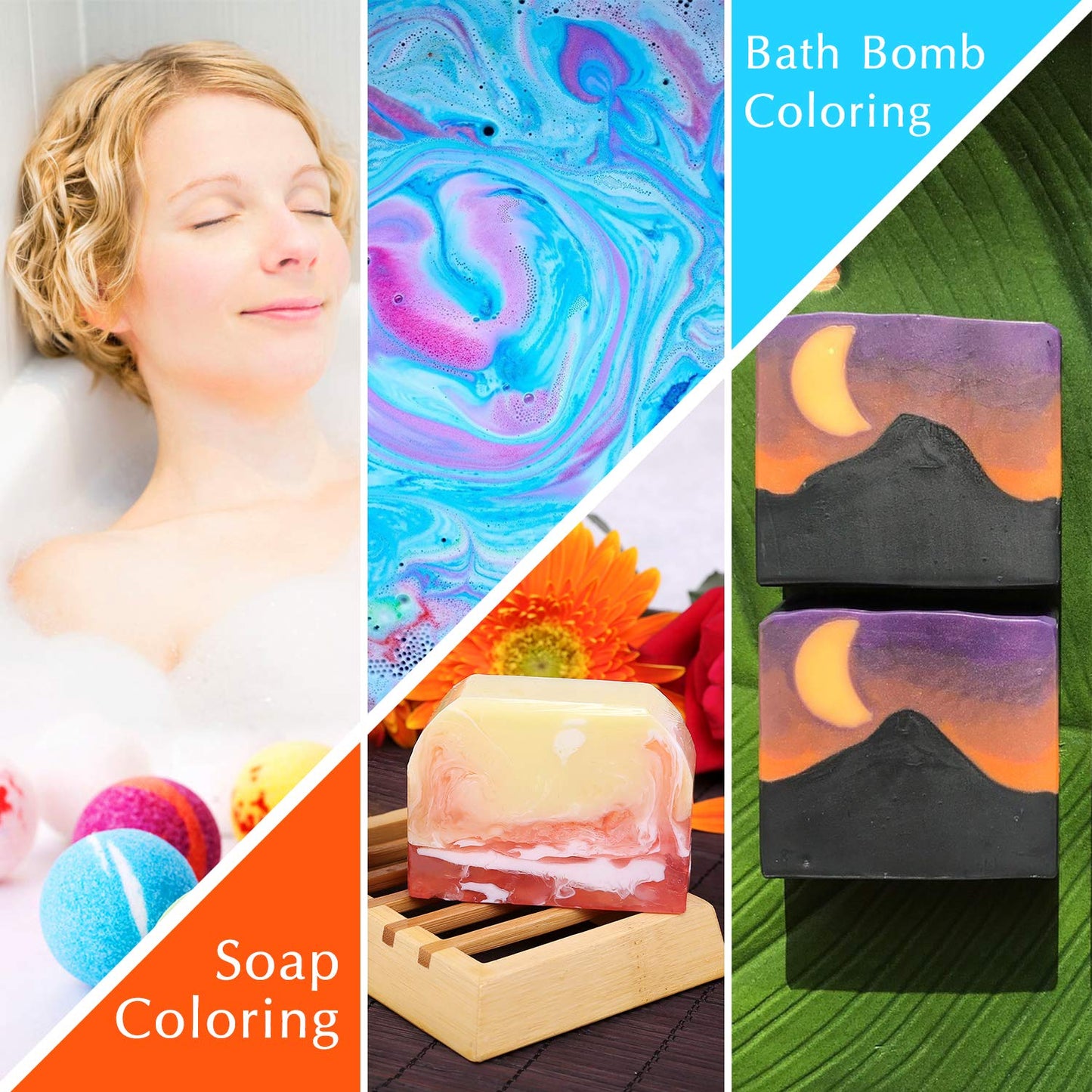12 Pieces Bath Bomb Mold Set with 12 Soap Dye, Shrink Wrap Bags - DIY Bath Bombs Making Supplies Kit - Food Grade Skin Safe Bath Bomb Dye for Soap Coloring, Crafting Fizzles - with Instructions