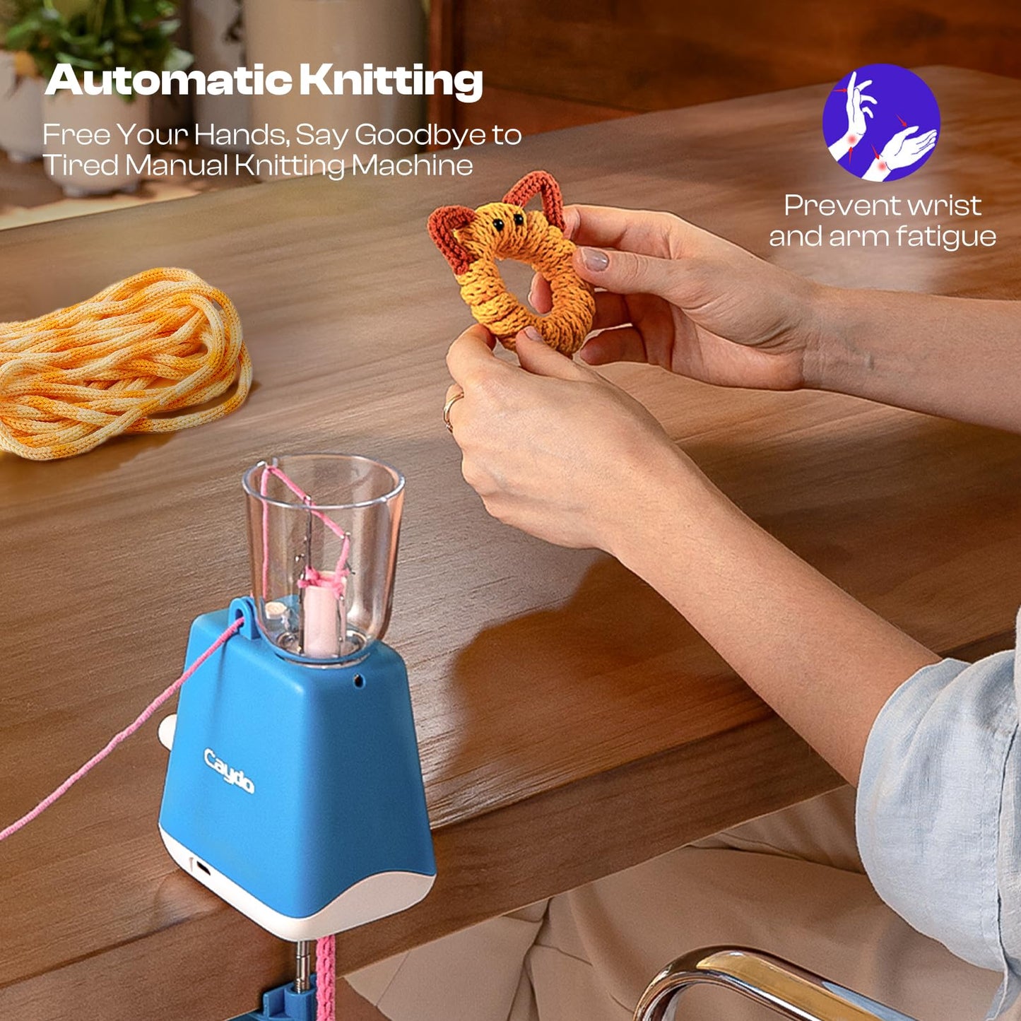 Caydo i Cord Knitting Machine i1 & Automatic i Cord Knitter Pro, Electric i-Cord Maker Tool Hands-Free Highly Efficient Yarn Knit Helper, Crochet iCord Maker Tool for Fast DIY Craft Project