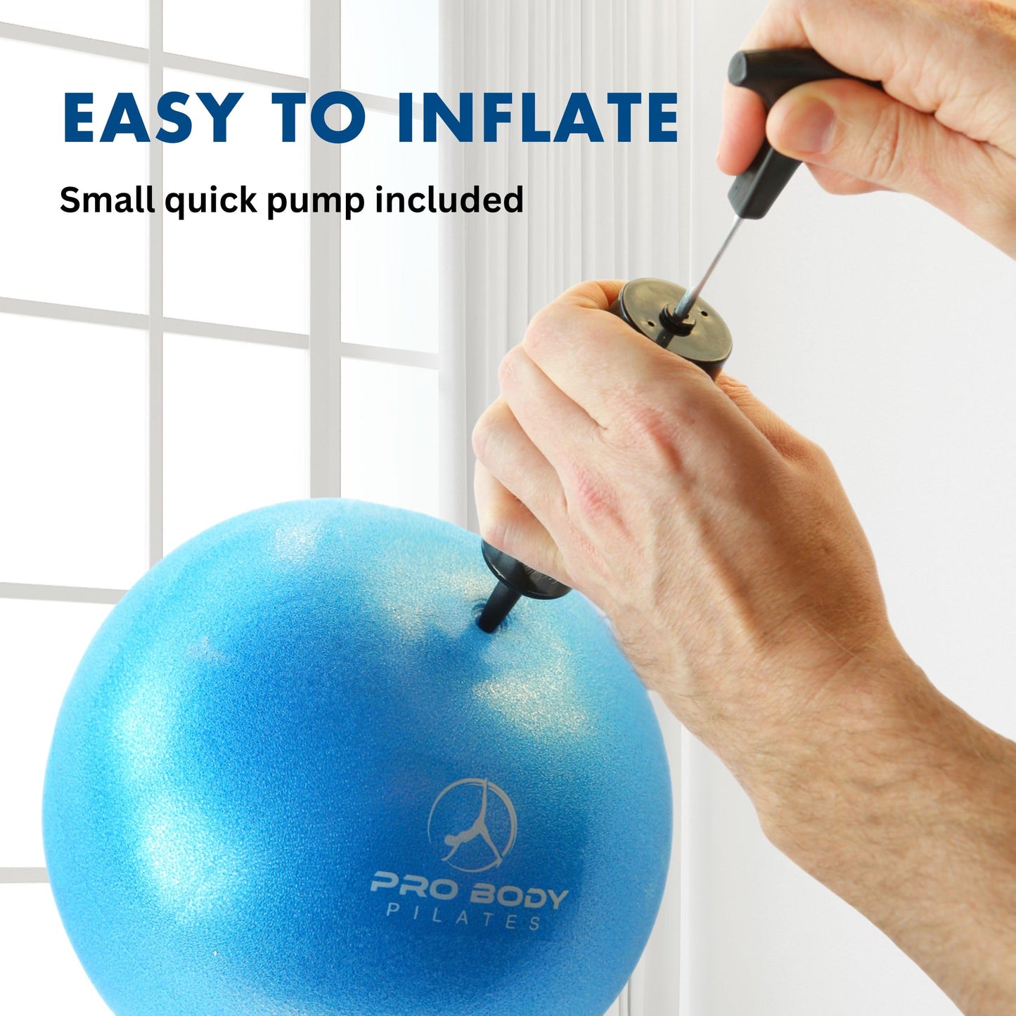 ProBody Pilates Small Exercise Ball with Pump - 9 Inch Workout Ball for Stability, Barre, Yoga, Core & Physical Therapy, Home Gym & Office Use (Blue)