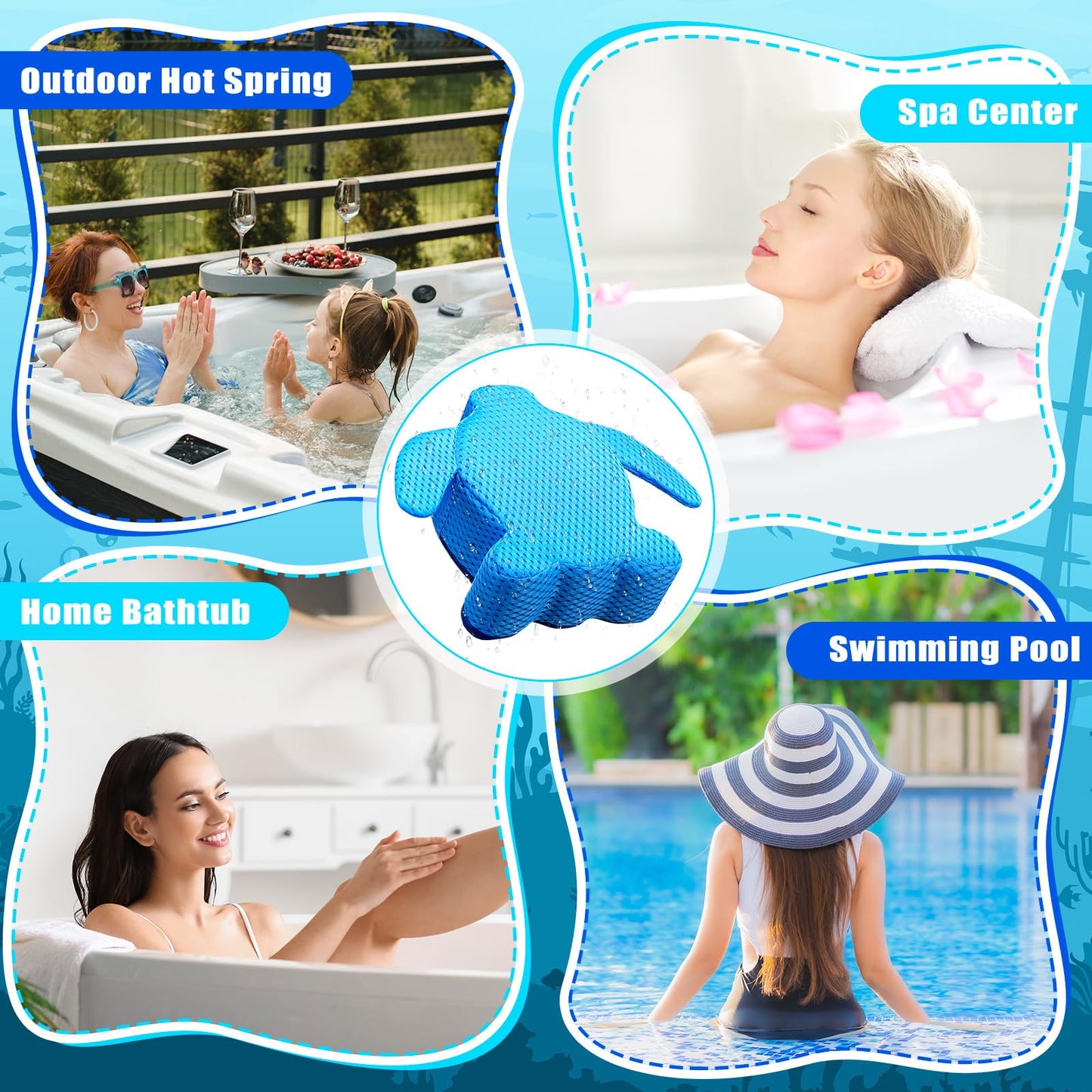 Qinyoung Hot Tub Booster Seat for Adults with Suction Cups and 2 Sponge 15.8x12x5 Inch Weighted Spa 4d Air Mesh Thick Portable Inflatable Hot Tub Booster Seat Indoor Outdoor Quick Dry Bathtub Cushion