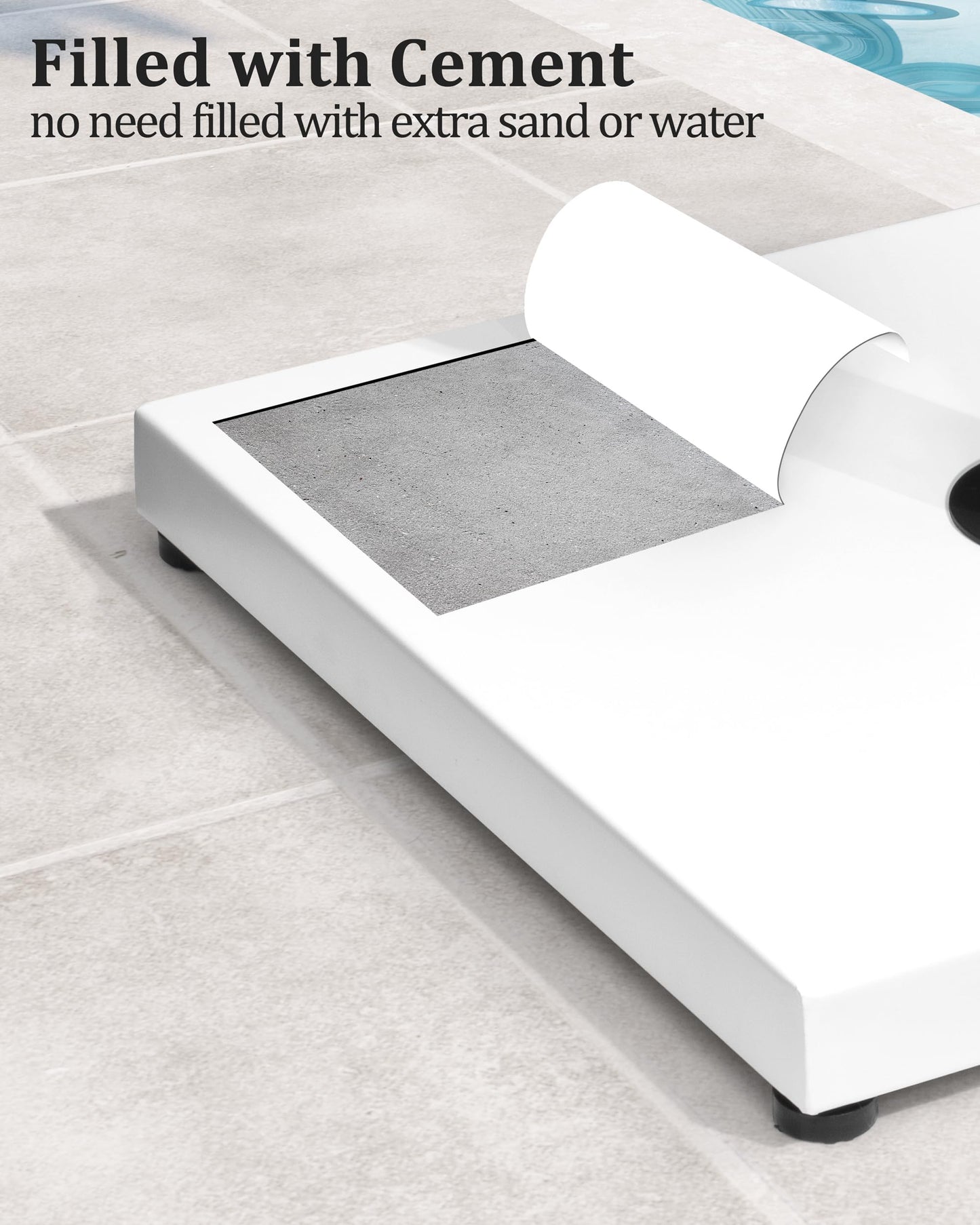 JOINHOM 45lbs Patio Umbrella Base - Heavy Duty Outdoor Patio Market Umbrella Stand for Deck, Poolside, Balcony, Wind-Resistant Design, White