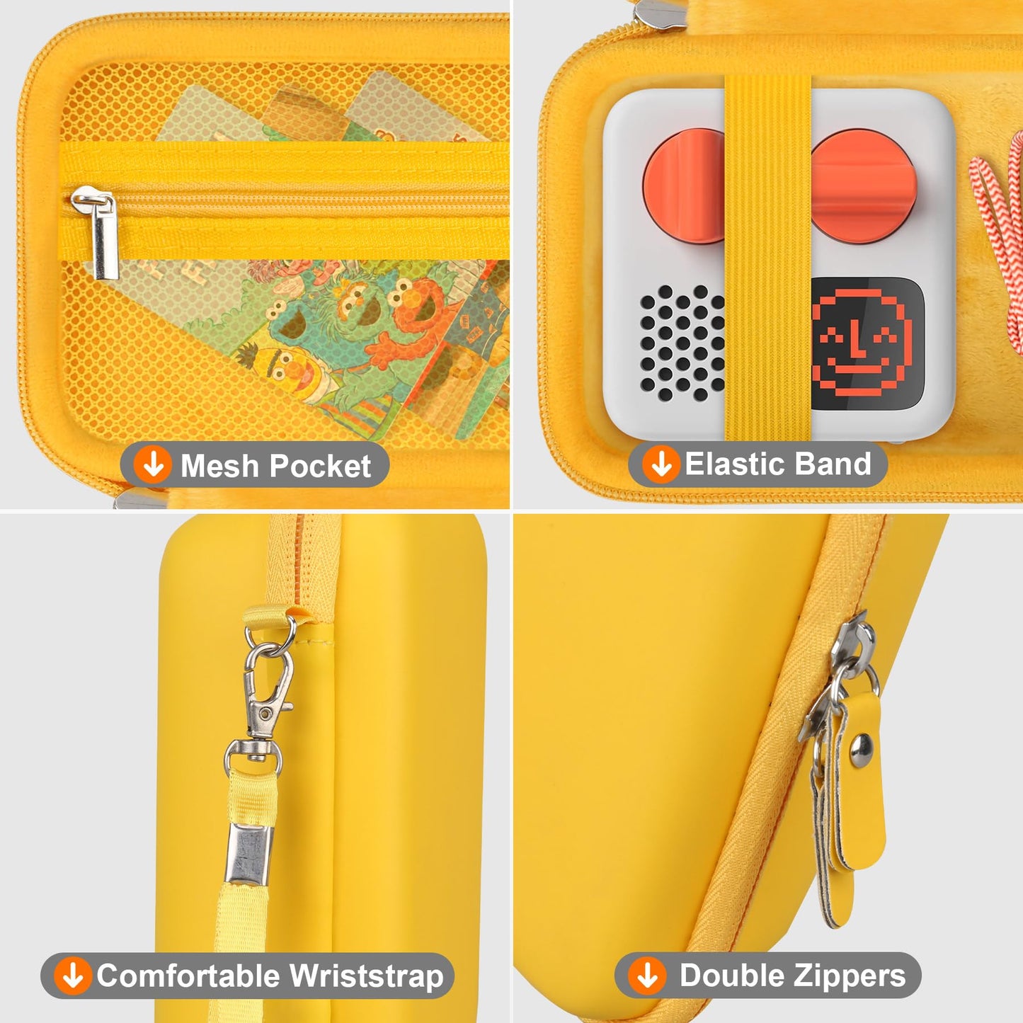 RAIALL Carrying Case for Yoto Mini (2024 Edition) Kids Bluetooth Audio Player, Yoto Mini Radio Player Hard Holder, Yoto Card Travel Case Bag fits Children’s Audiobook Cards and Cable, Yellow