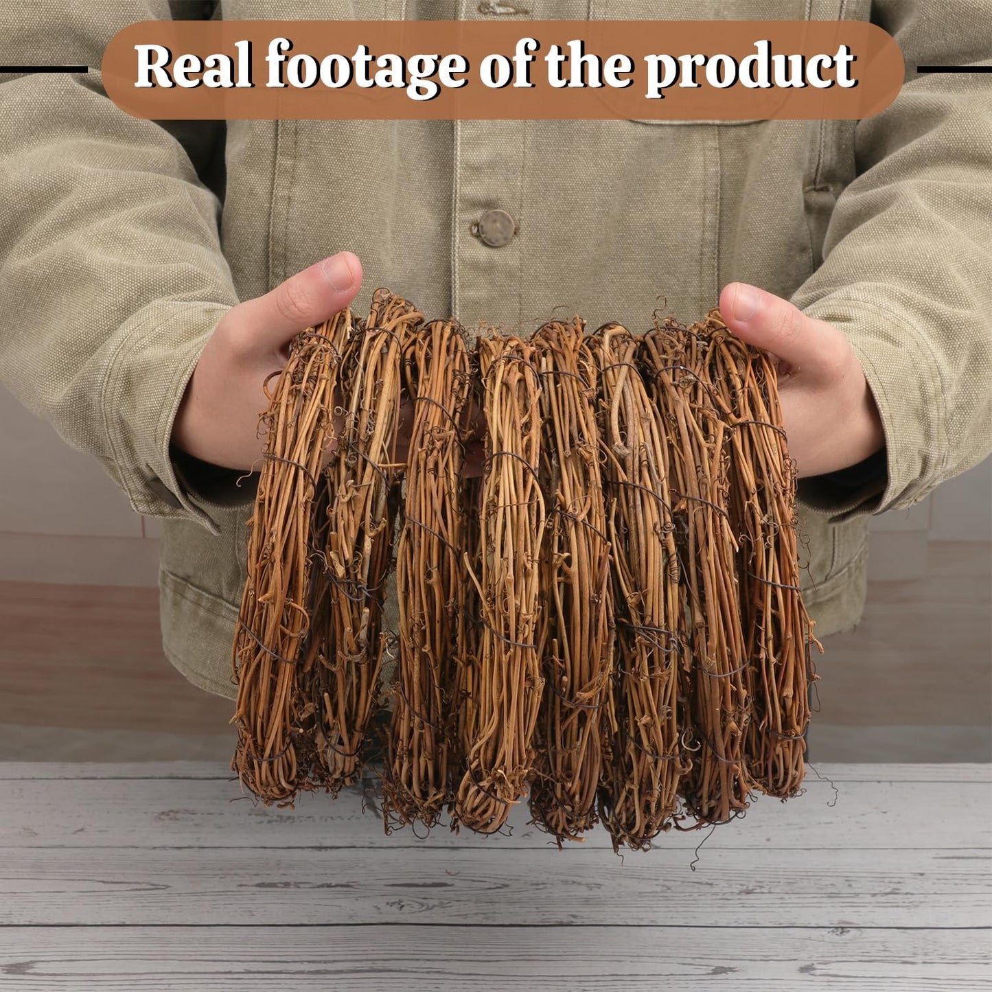 Yiksonyo 12 Pcs 8 Inch Natural Grapevine Wreath Set, Natural Rattan Wreath,Hand-Woven 8 Inch Vine Branch Wreaths, Perfect for DIY Crafts, Christmas Decorations, and Wedding Supplies