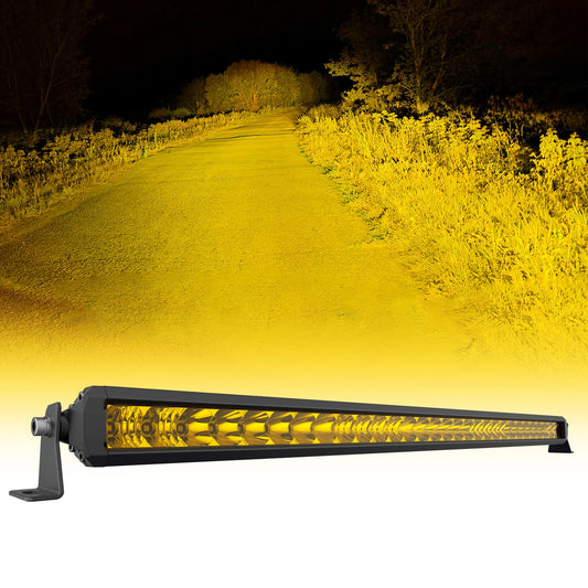 4WDKING Yellow LED Light Bar 32 inch Off Road LED Spot Flood Combo Work Light High Bright Truck Driving Fog Lamp IP69K Waterproof for Truck Cars ATV UTV Boat