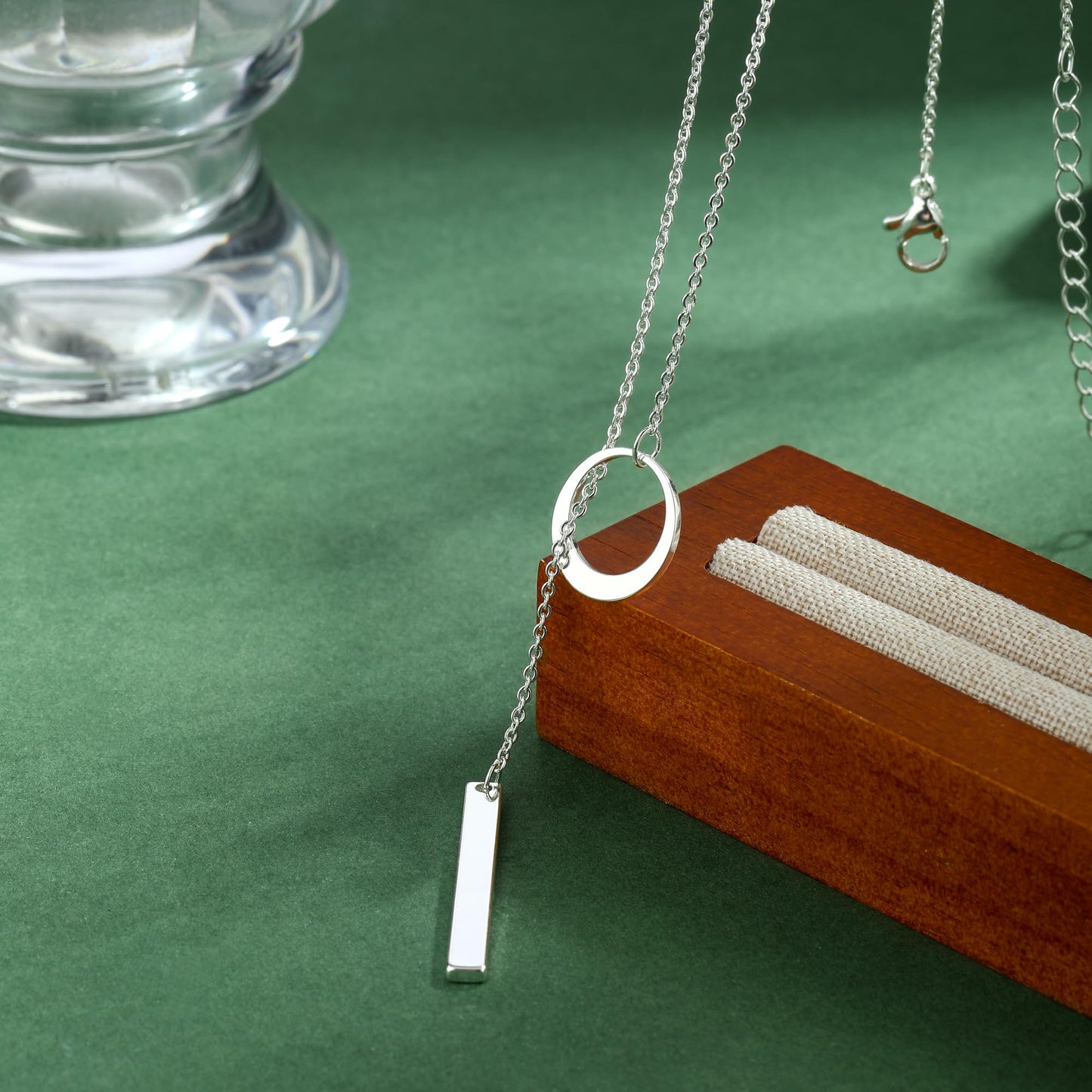 JIKASI Long Necklaces for Women Trendy Sterling Silver Plated Y Long Necklace Drop Bar Pendant Lariat Y-Shaped Necklace Silver Dainty Jewelry Gifts for Women