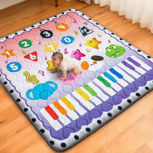 RONGFA Baby Play Mat for Floor, 50'' x 50'' Thicken Foam Soft Padded Mat for Baby, Playpen Mat for Toddlers Infant Kids, Machine Washable, Non-slip Bottom Safe for Crawling (Piano)