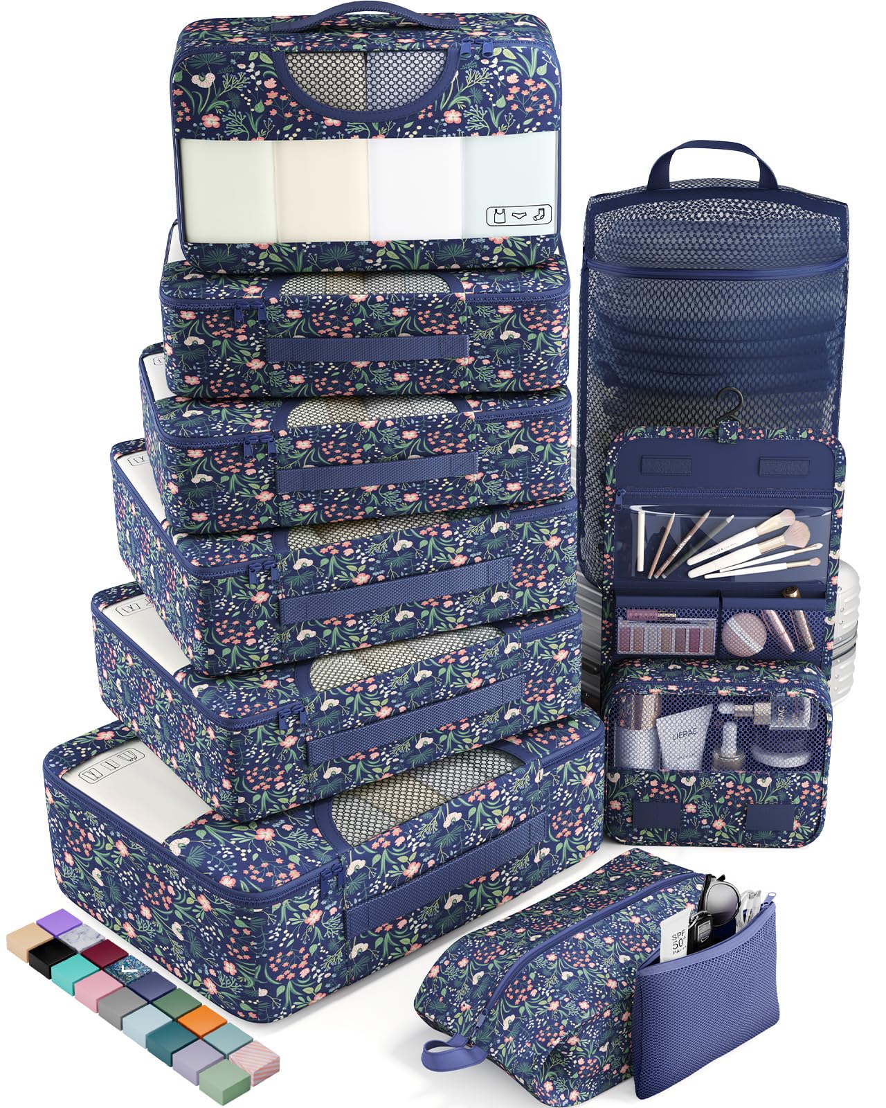 Veken 10 Set Packing Cubes for Travel Essential, Suitcase Organizer Bags in 4 Sizes, Carry-On Luggage Accessories with Large Laundry & Hanging Toiletry Bag, Must-Have for Airplane, Road Trip & Camping