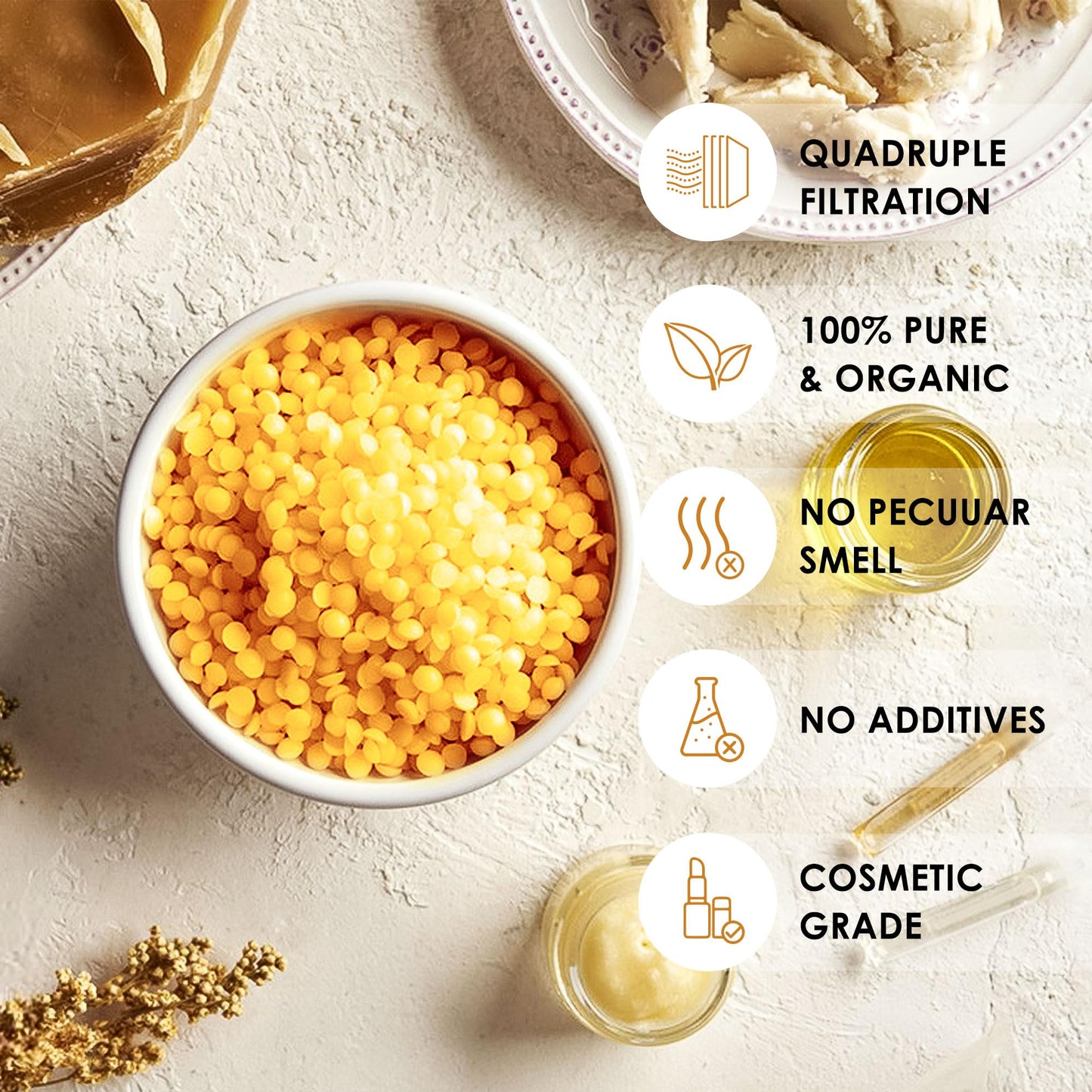 VIPwax Yellow Beeswax Pellets 10LB, Natural Organic Beeswax, Beeswax for Candle Making, Body, Skin Care DIY, Lip Balm and Soap Making Supplies(4530g)