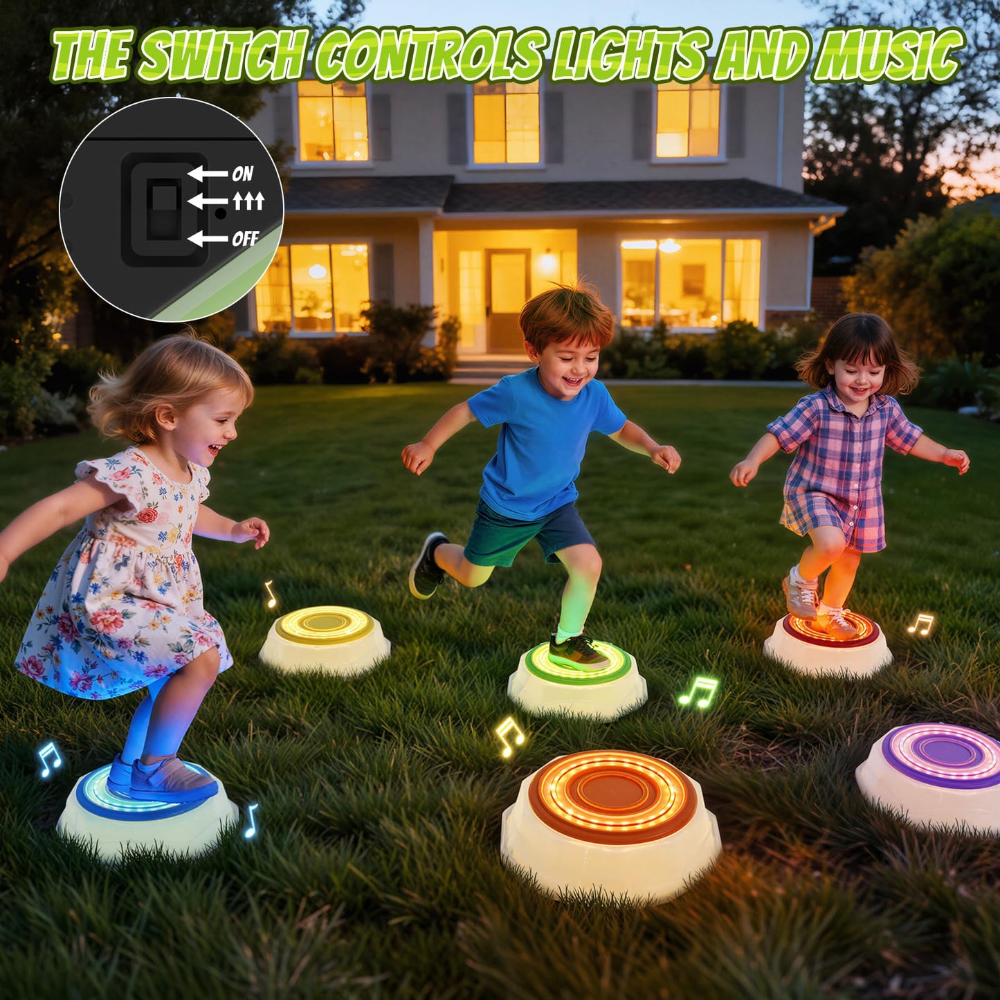 Light Up Stepping Stones for Toddlers 3-5 - 6 PCS Non-Slip Musical Stackable Step Stones, Toddler Obstacle Course Sensory Toys, Indoor Outdoor Jumping Play 1-3 Years Old Boys Girls Birthday Gifts