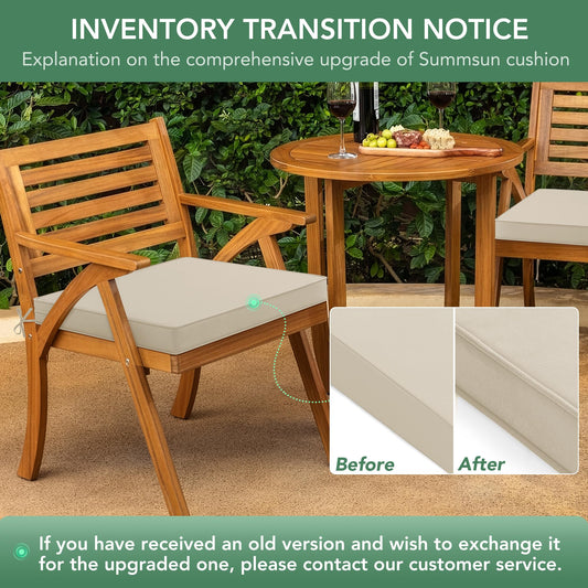 Outdoor Chair Cushions Set of 4: Waterproof & Fade Resistant Seat Cushion for Patio Furniture - 18.5 x 16 x 2 Inch Chair Pads with Ties and Hidden Zipper - Patio Chair Cushion Replacement, Beige
