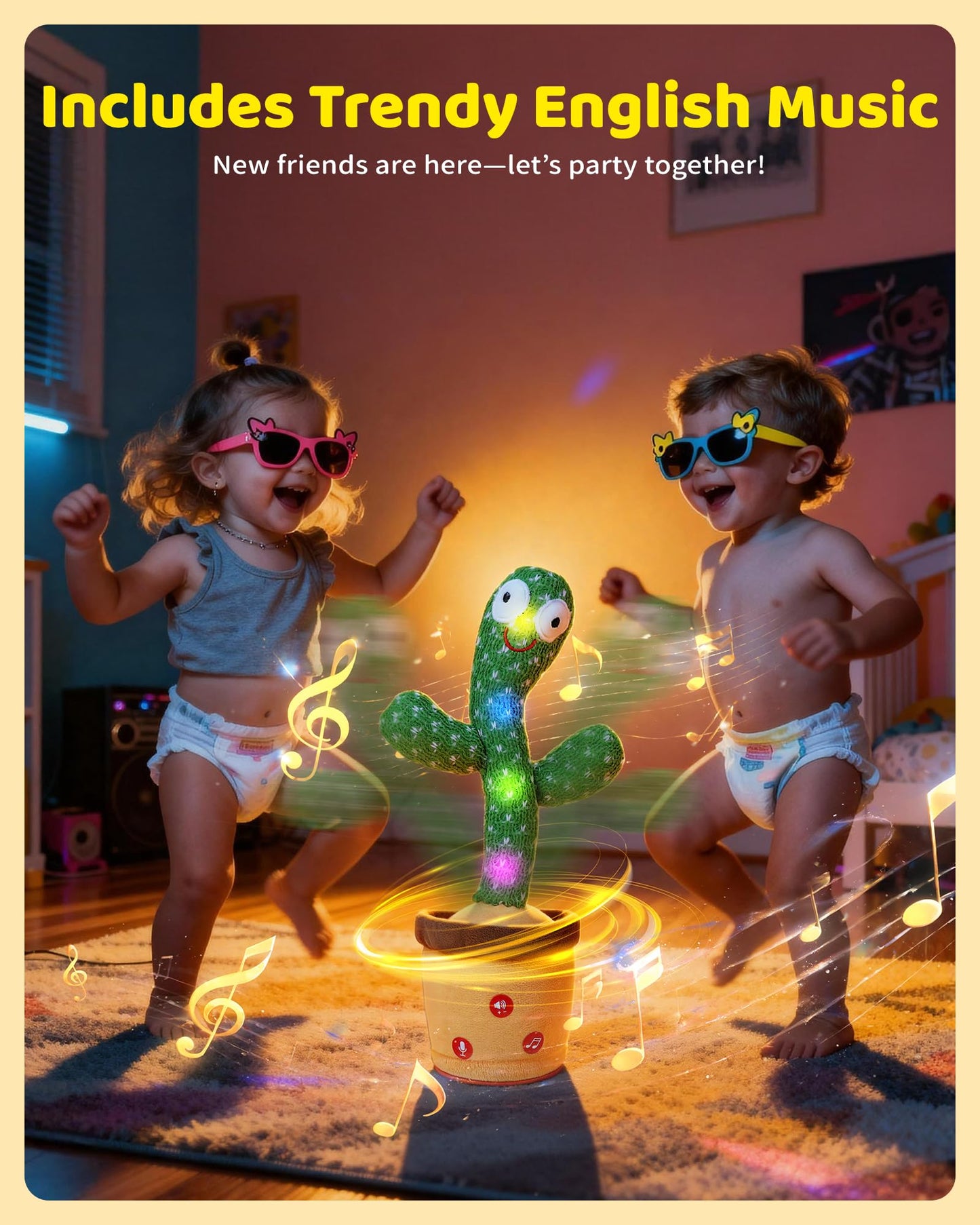 Dancing Talking Cactus Baby Toys 0-6 3-6 6-12 12-18 Months, Toddler Boys Girls Gifts for 2 3 4 5 6 7 8 9 10 Month Old Baby Toy Singing Mimicking Recording Repeating What You Say with 120 English Songs