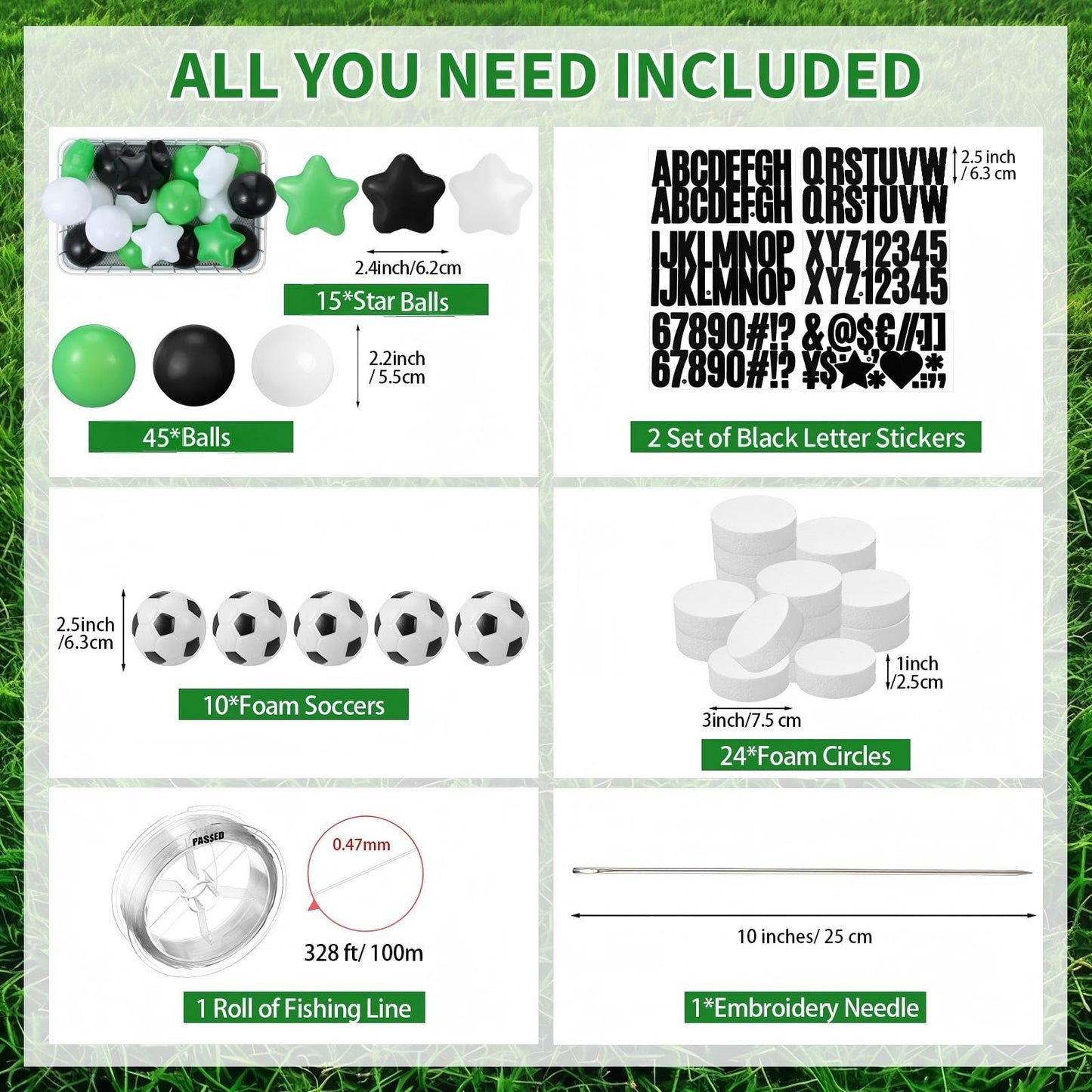 Simgoing 98 Pcs Soccer Birthday Banner Decor Jumbo DIY Friendship Bracelet Birthday Banner Kit Customizable Party Giant Garland Decoration for Soccer Sports Theme Party Decorations