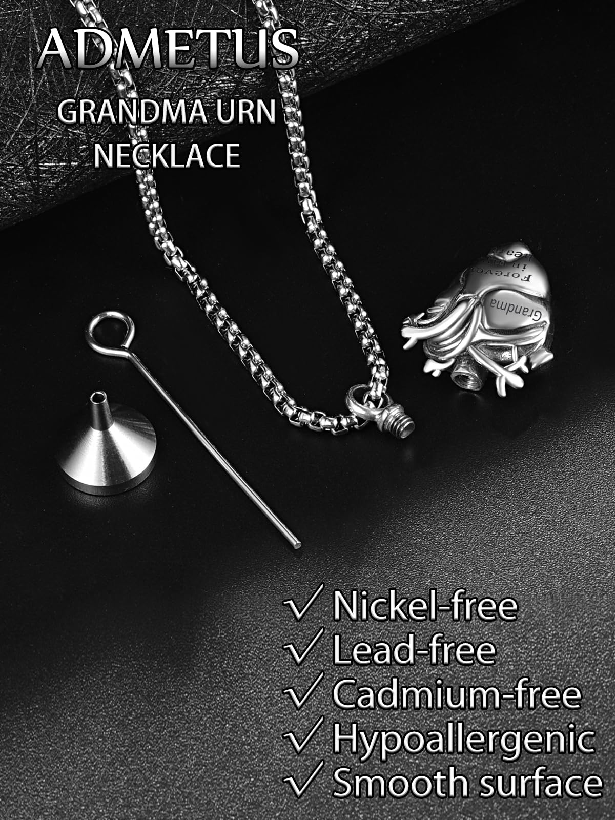 Personalized Anatomical Heart Urn Necklaces for Ashes Sterling Silver Ash Pendants Cremation Jewelry Grandma Keepsake Pendant Memorial Jewelry Gifts for Loss of Grandma