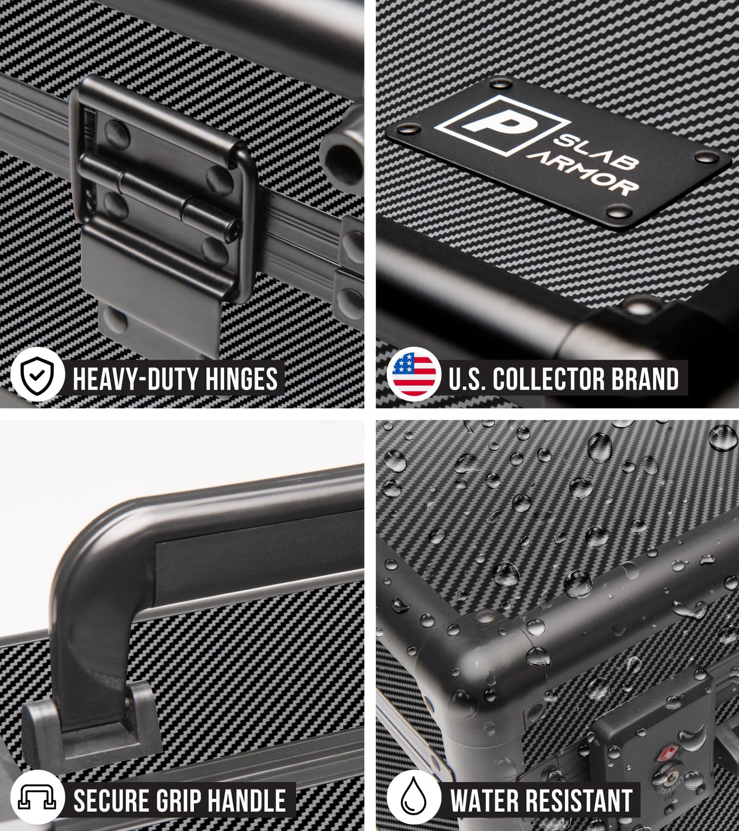 Panopply SLAB ARMOR 3 Row Graded Card Storage Box PSA Card Slab Case For Graded cards Hold 120+ Slabs Graded Card Case PSA Graded Card Storage Sports Baseball Card Collector Gifts (CARBON FIBER)