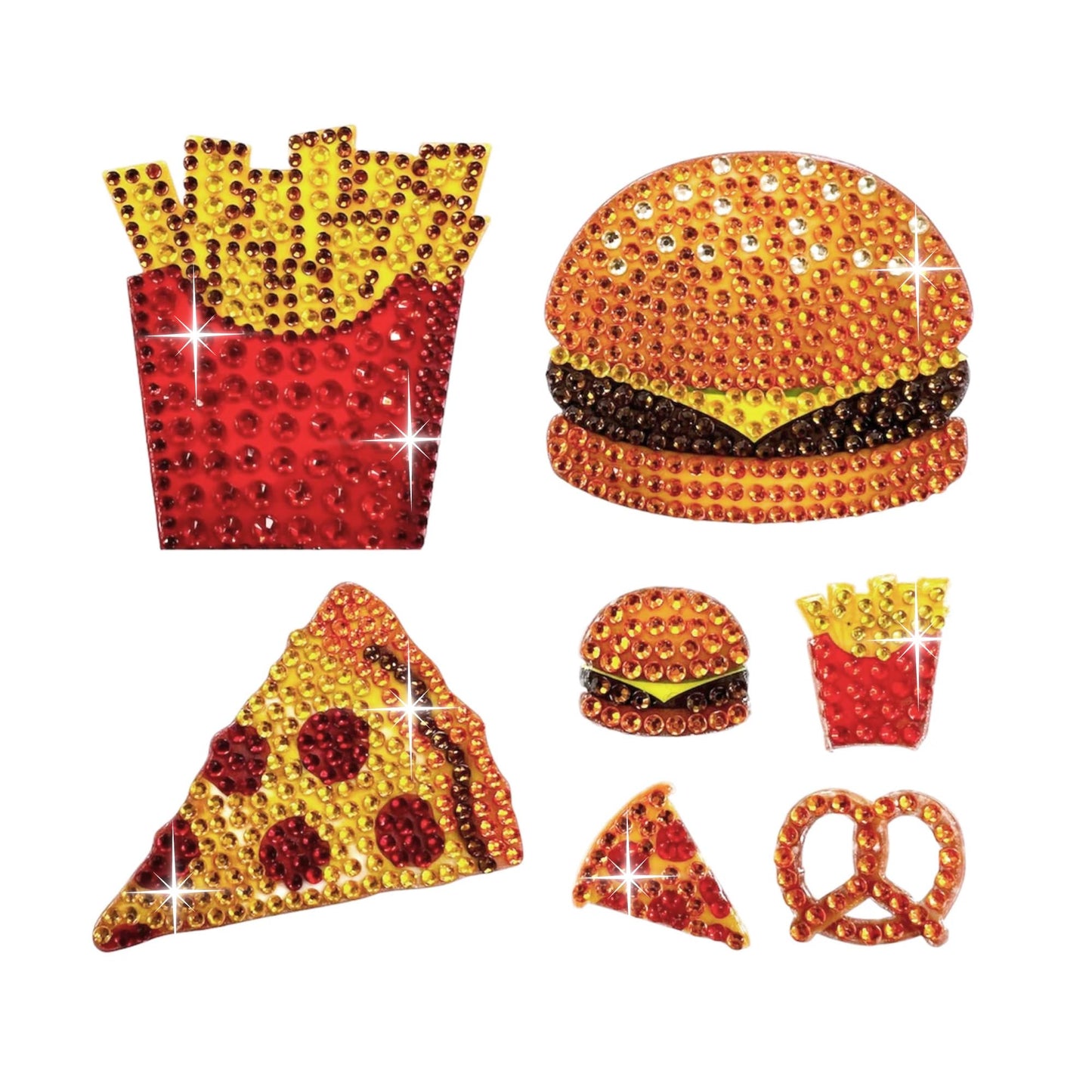 StickerBeans® Rhinestone Stickers - Foodie Sticker Pack, 2” x 2” Each, Unique Sparkly Cut-to-Shape for Collecting, Trading, Decorating Laptops, Phone Cases, Scrapbooks - for Kids, Teens, & Adults