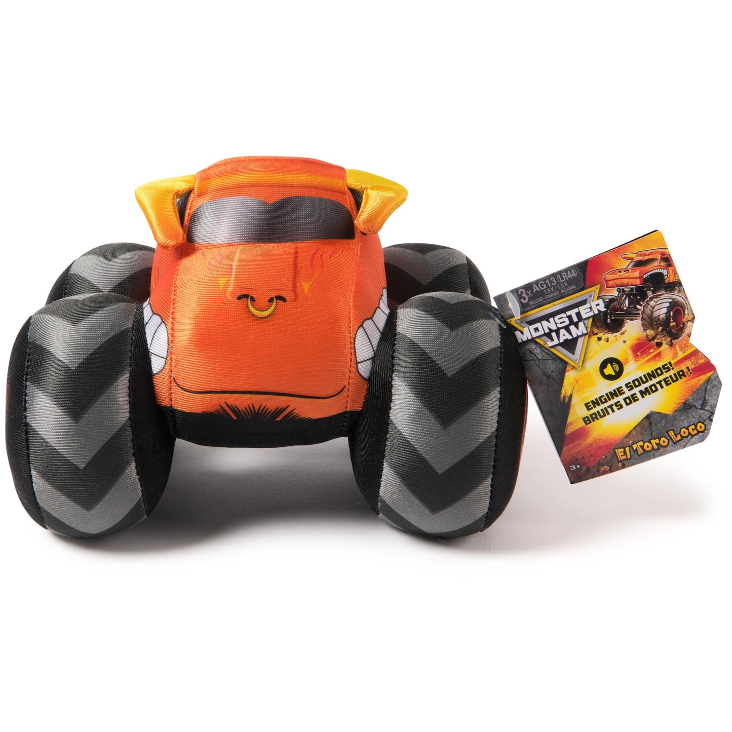 Monster Jam Official El Toro Loco Monster Truck with Sound, Plush Toy, Monster Truck for Boys and Girls, Kids Toys for Ages 3 and Up, 7”