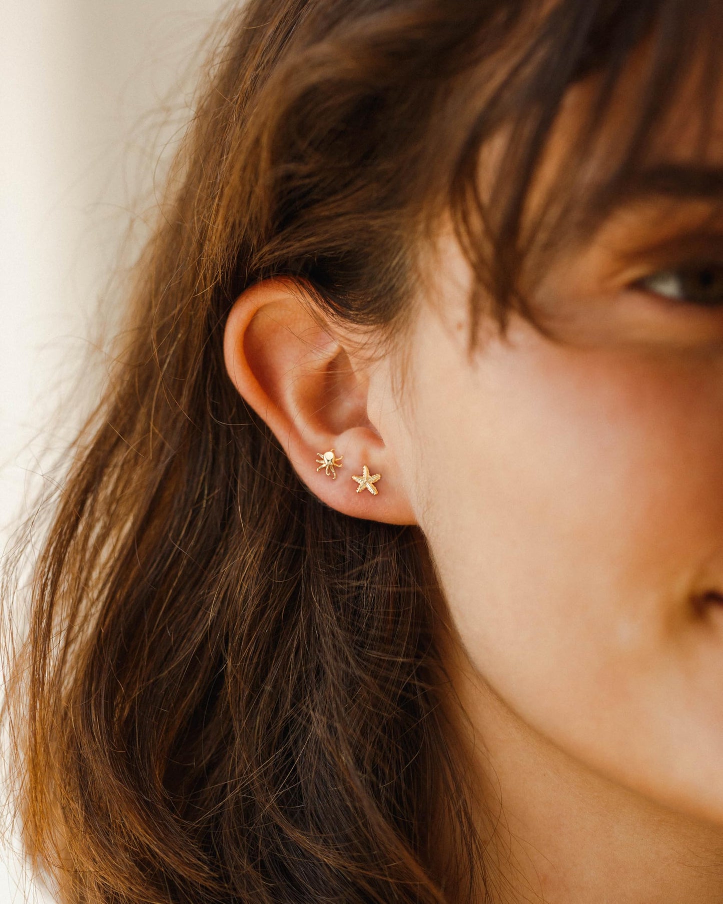 Plenky Gold Earrings for Women - 2 Pairs 14K Gold Plated Small Starfish and Octopus Stud Earrings Set Summer Beachy Jewelry for Women Gifts