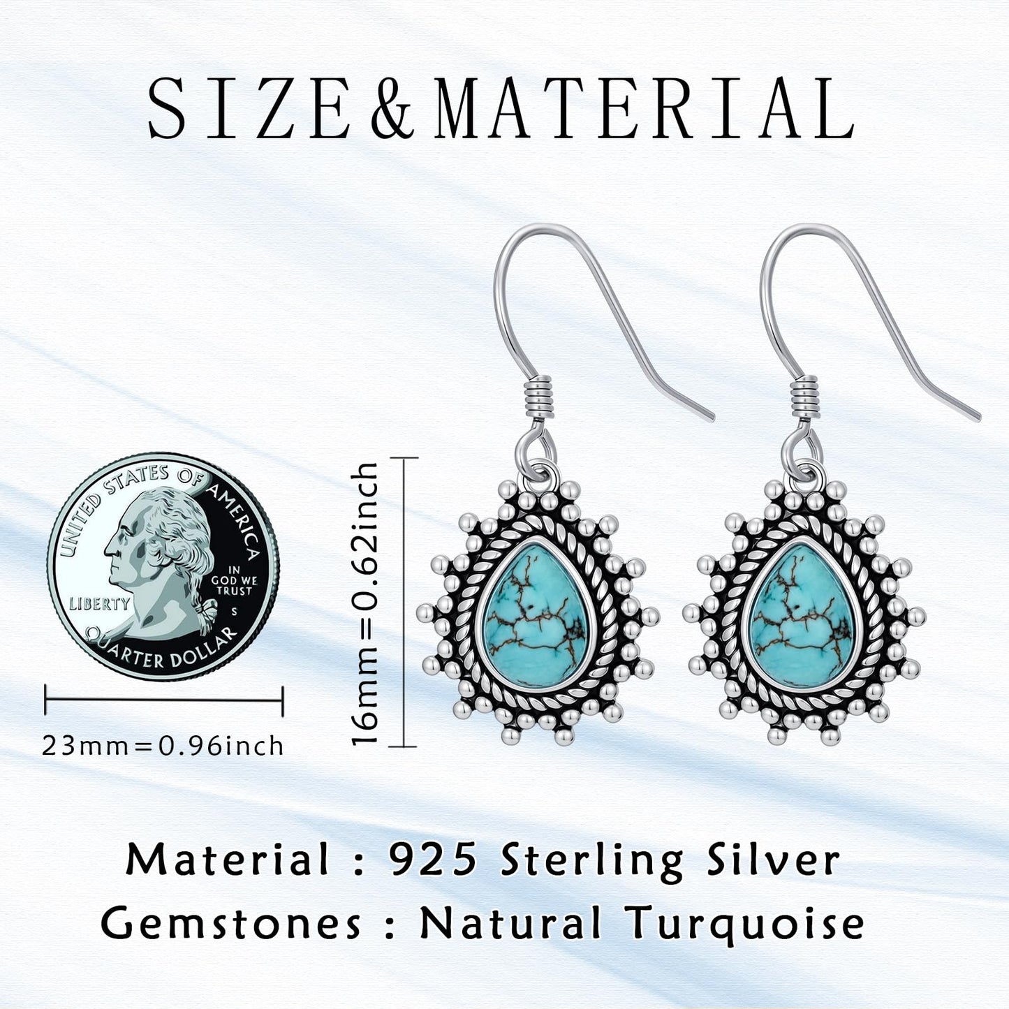 Eetaitai Turquoise Earrings 925 Sterling Silver Western Earrings Cowgirl Earrings Native American Jewelry Boho Jewelry for Women Mothers Day Gifts for Mom Wife Sister