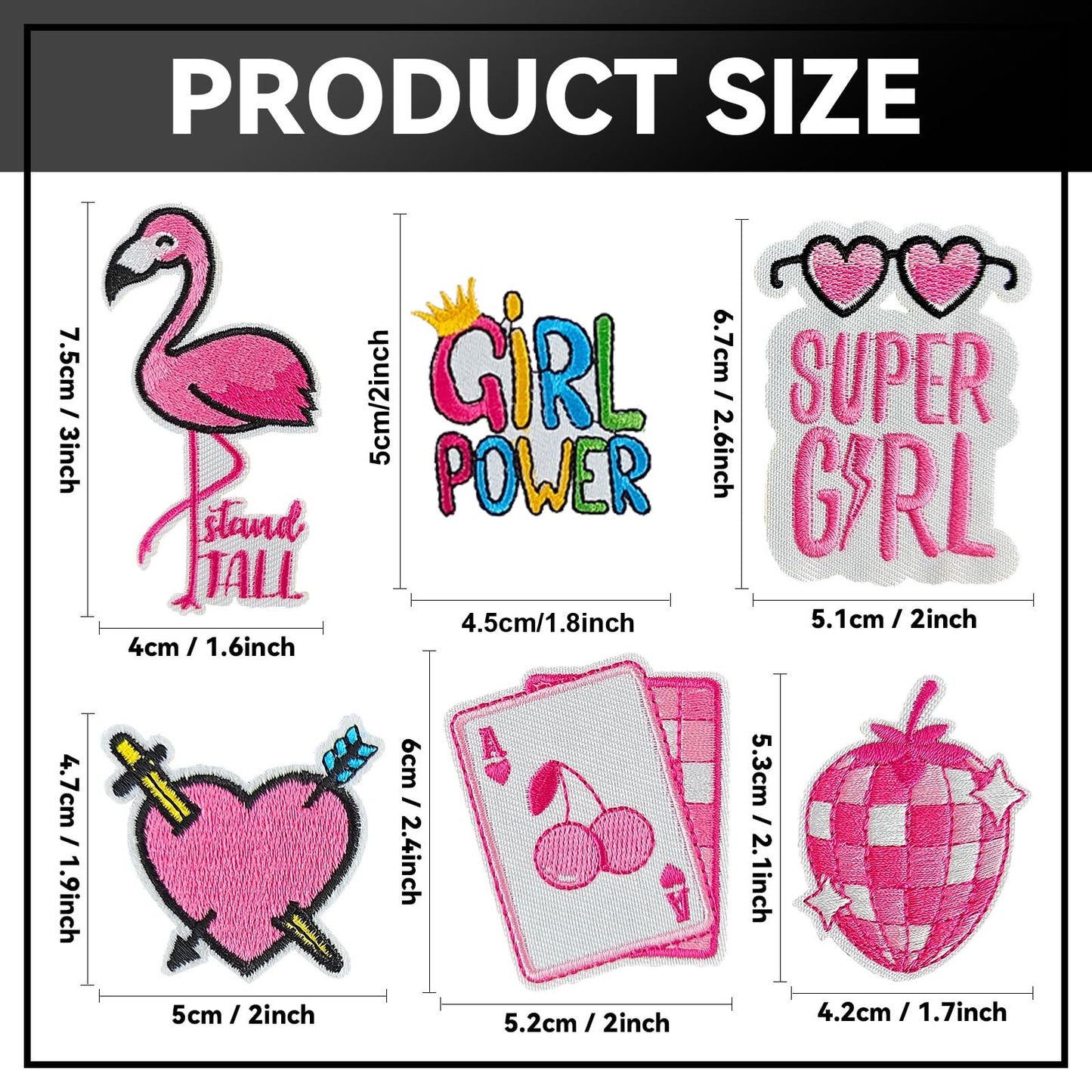 GYGYL 45Pcs Iron on Patches for Girls, Pink Preppy Embroidered Sew on/Iron on Patches Applique for Backpacks, Clothes, Dress, Hat, Jeans, Pant, Shoe,Bags