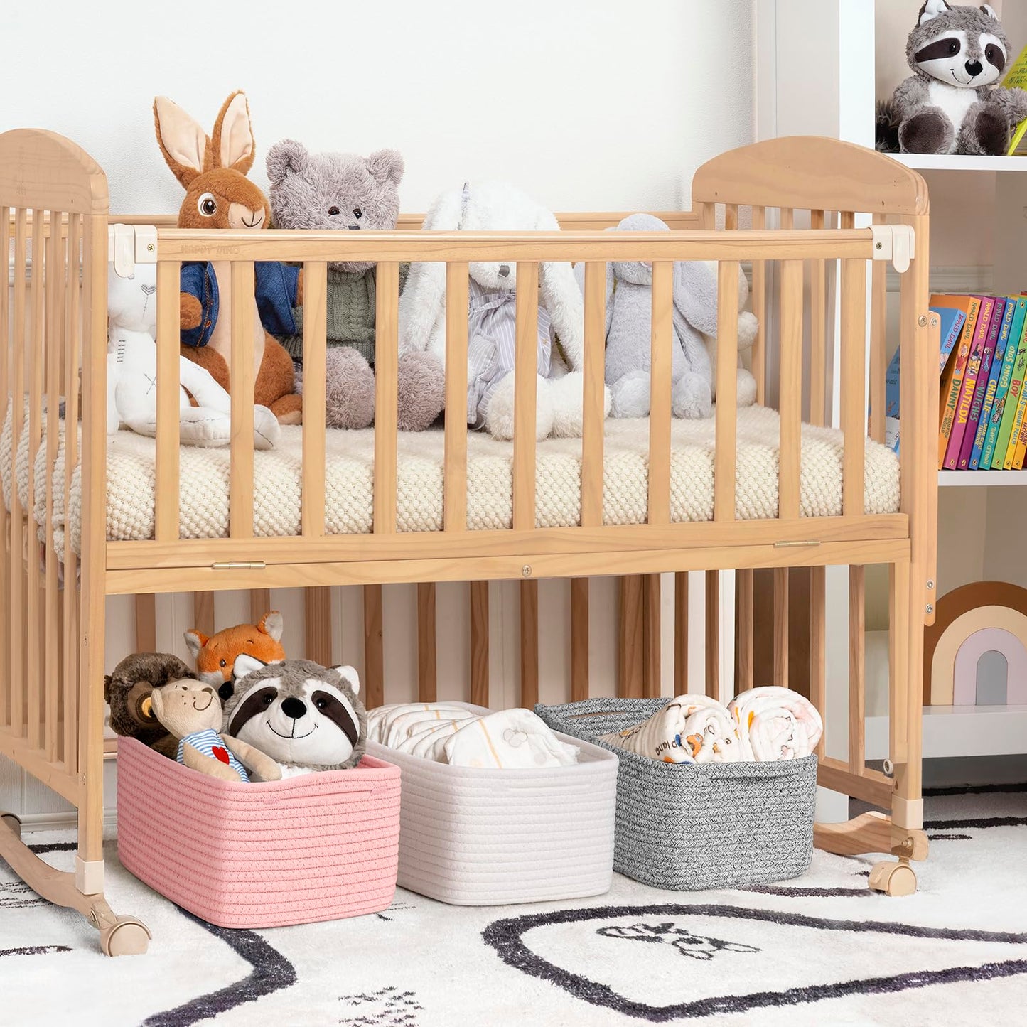 Goodpick Baskets for Organizing, Shelf Toy Basket for Organizing, Toy Organizer, Woven Rope Shelf Organizer 3 Pack for Nursery Organization, White, 13 x 8 x5 in