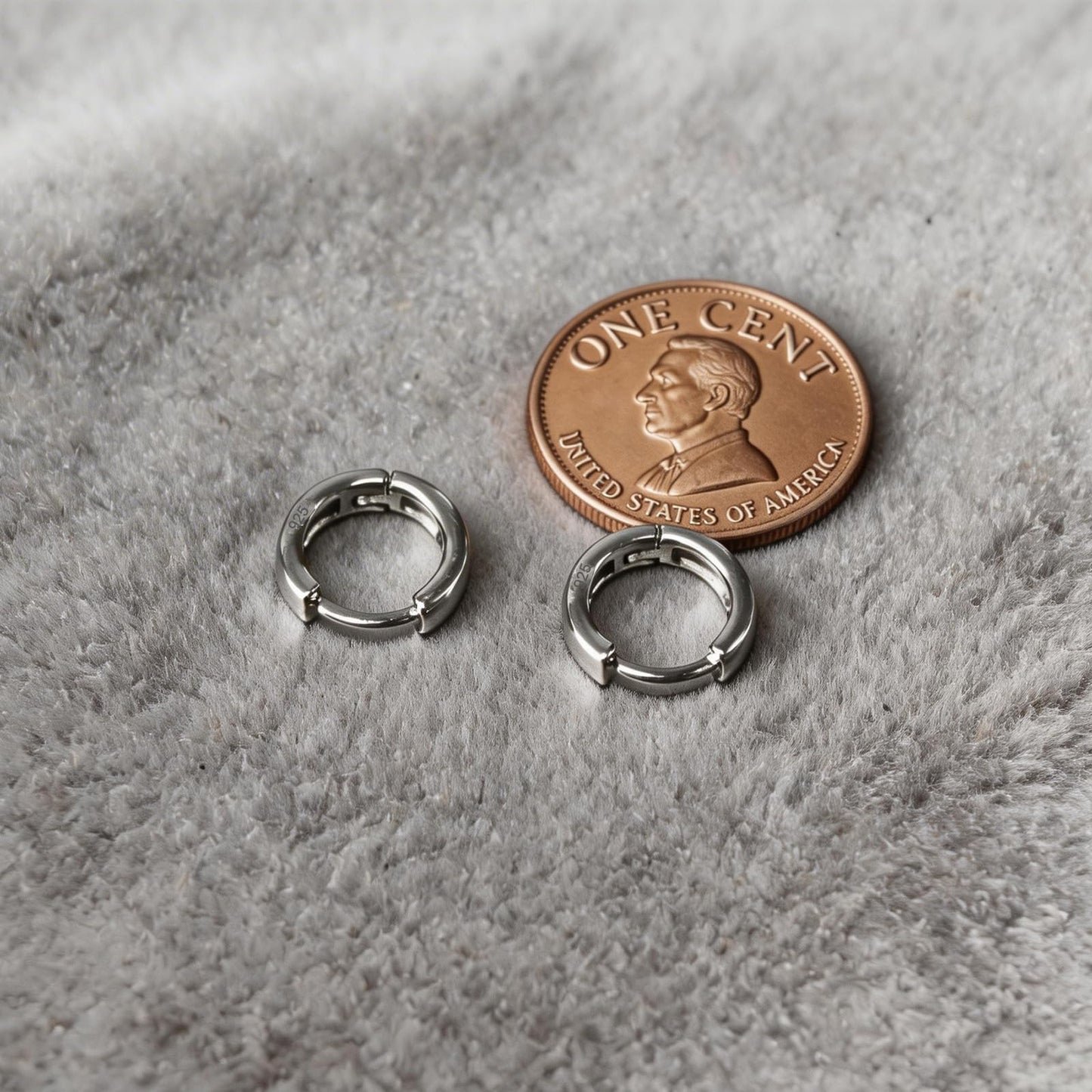 Italian Sterling Silver Earrings for Men Hoop Huggie Earring Polished, Jewelry for Alentine's Day, Father's Day, Thanksgiving Gifts, Birthday Presents (Small shiny hoop)