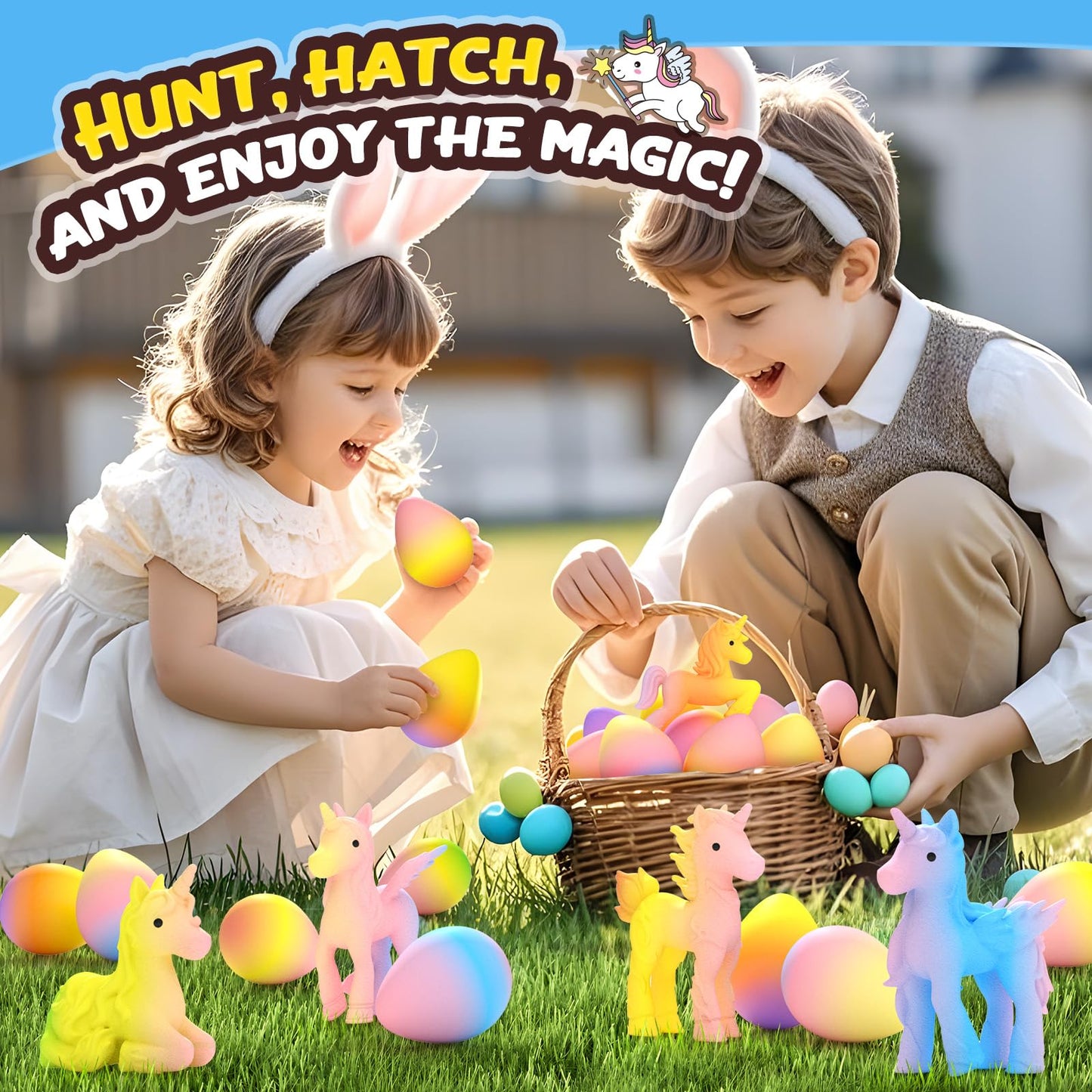 Coodoo Unicorn Hatching Rainbow Eggs for Kids - 6 Pack Unicorn Toys Craft Kits for Boys & Girls, Birthday Easter Basket Stuffers Crafts Gift for Kids 3+ Year Old - Girl Gifts for Ages 3 4 5 6 7 8
