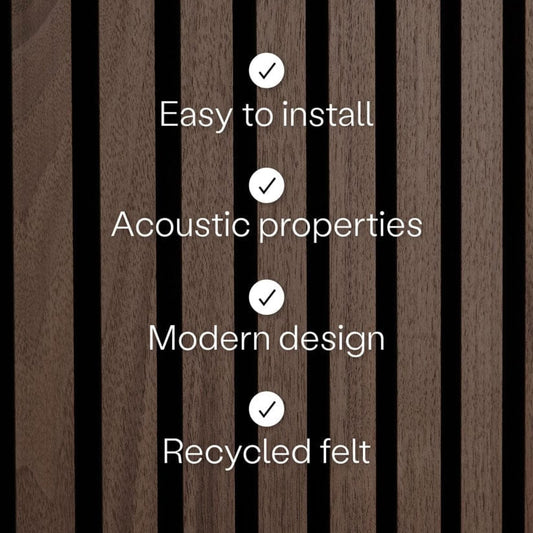WVH Luxury American Walnut Acoustic Slat Wood Wall Panels, Measures 94.49" x 25.20", Premium Oiled Finish, Interior Decor for Walls & Ceilings, Noise Cancelling & Sound Absorbing for Home, 2pcs