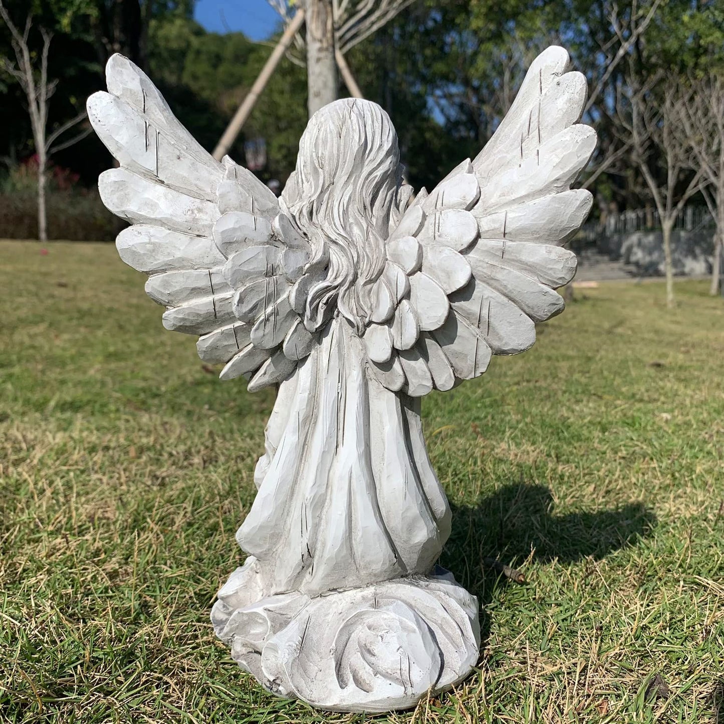Handsider Praying Angel Garden Statue, Religious Fairy Sculpture Waterproof Decorative Figurine Art Decor for Patio, Lawn, Yard, Housewarming Ornament Present Angels HSa-1