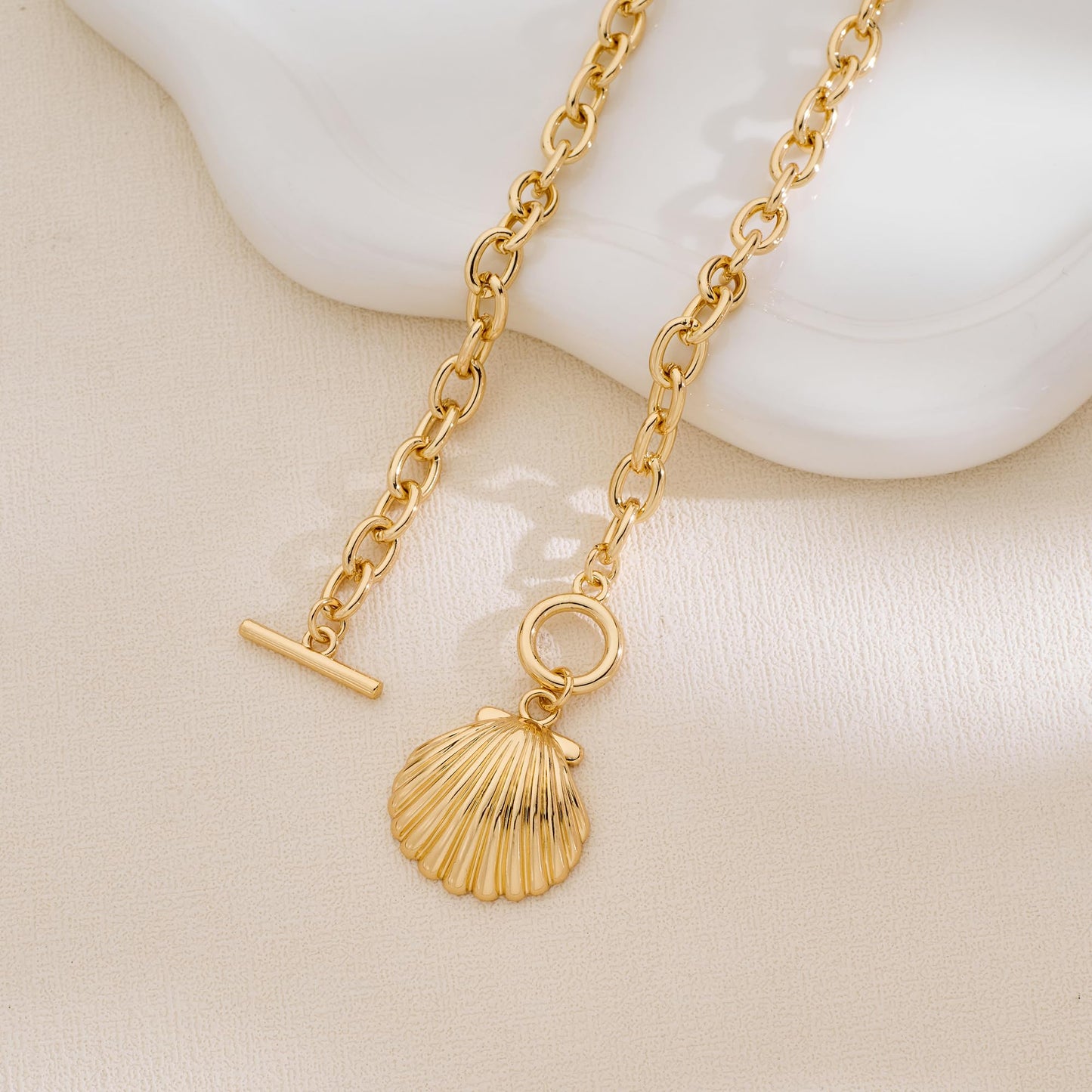 NEPULOY Beach Gold Shell Necklaces - Seashells Necklace for Women, Fashion Ocean Beach Jewelry for Women Gifts