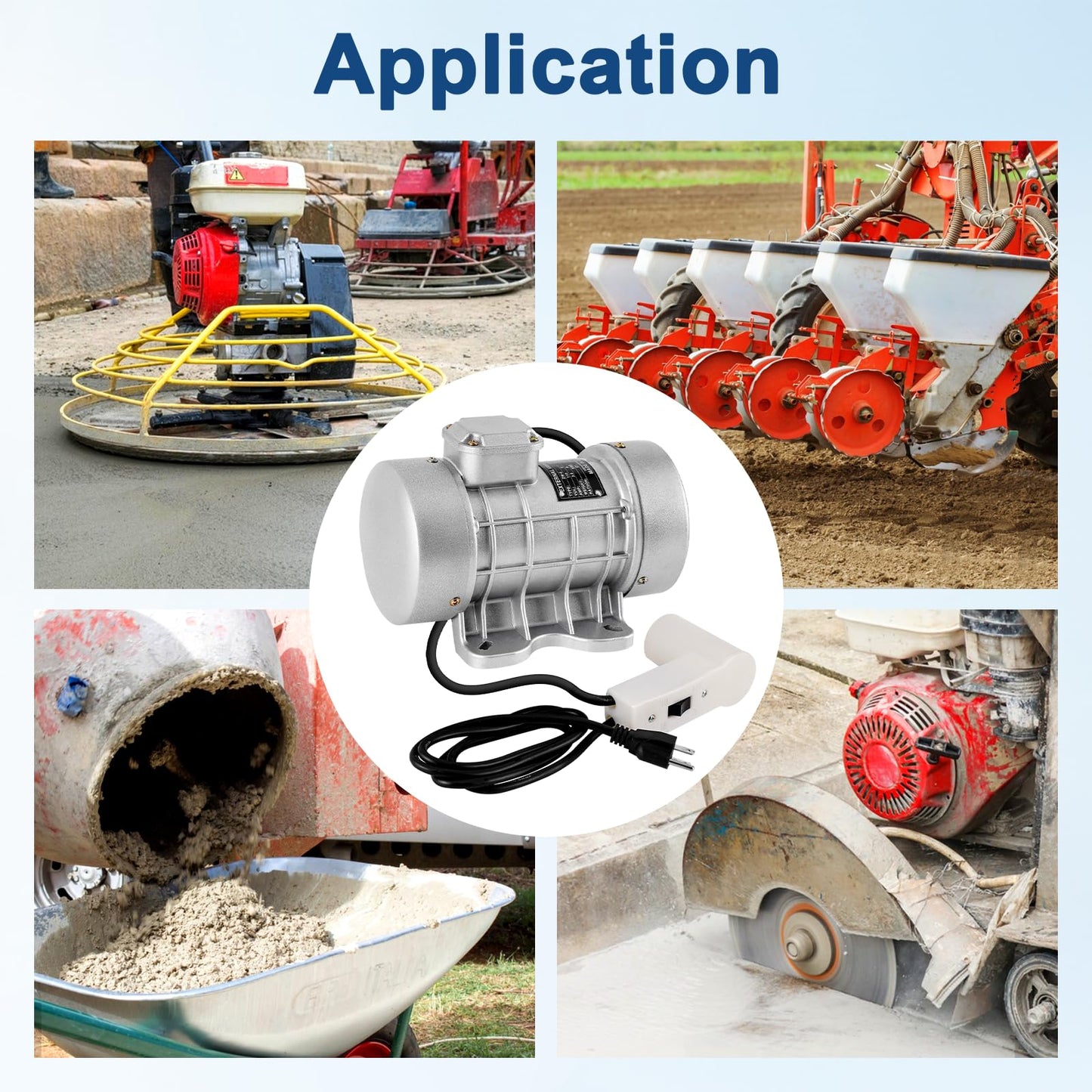 JIAWANSHUN Concrete Vibrator Vibration Motor, 250W Electric Concrete Vibrating Motor for Shaker Table, Vibrator Motor Heavy Duty Machine 110V 60HZ 3000RPM 500KGF