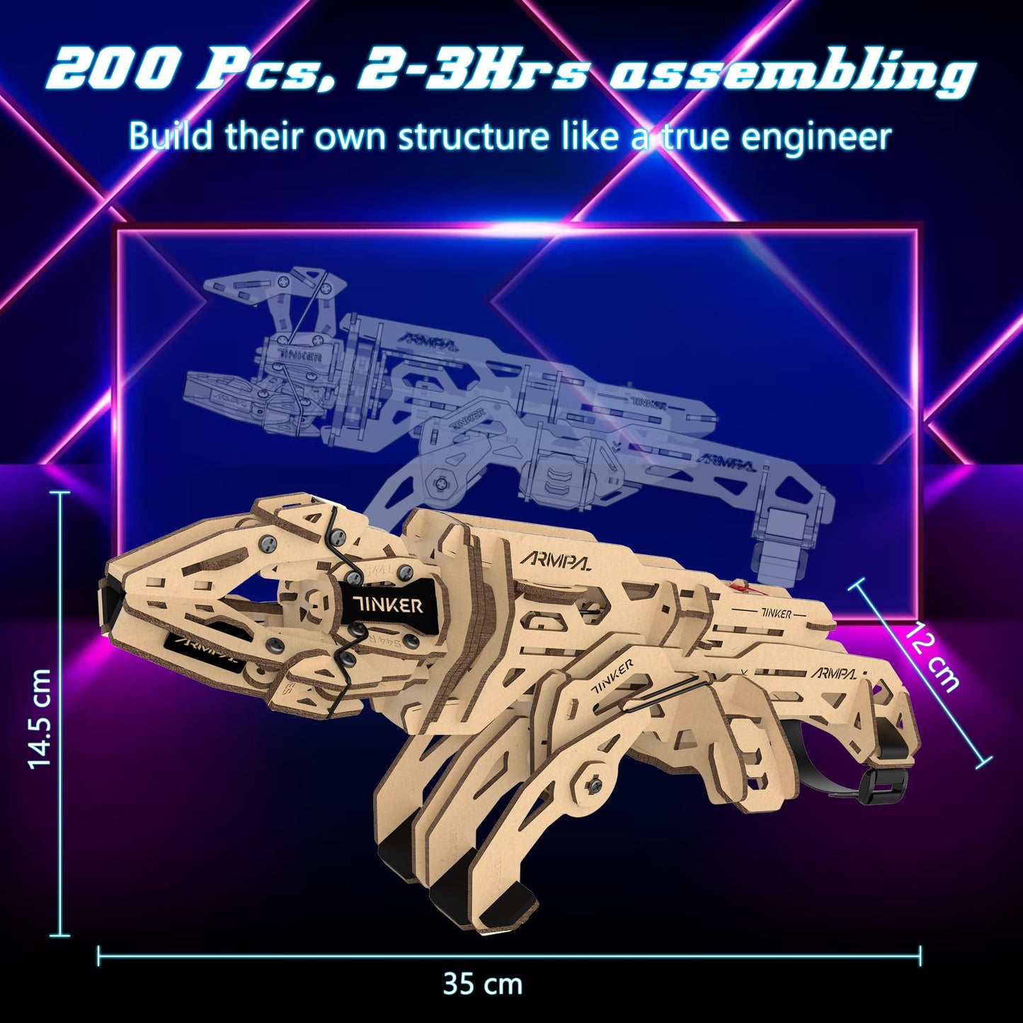 COWVTUJ ARMPAL Mechanical Claw Model Kit 3D Wooden ClawBot Puzzle for Adults and Teens Self-Assembly Robot Arm Building Kits to Build Laser-Cut Wooden Puzzle Mechanical Toy Realistic Robot Toy Gifts
