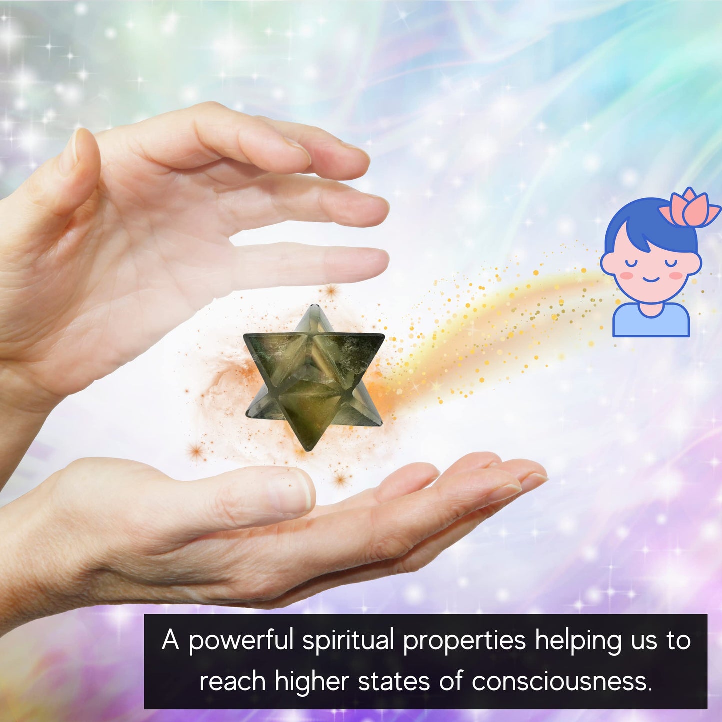 Amazing Gemstone Fluorite Merkaba Crystal - 0.75 Inches Metaphysical Merkaba Star for Meditation - Energetic Tetrahedron Crystal and Healing Stones for Spiritual Growth and Healing (15-20mm)