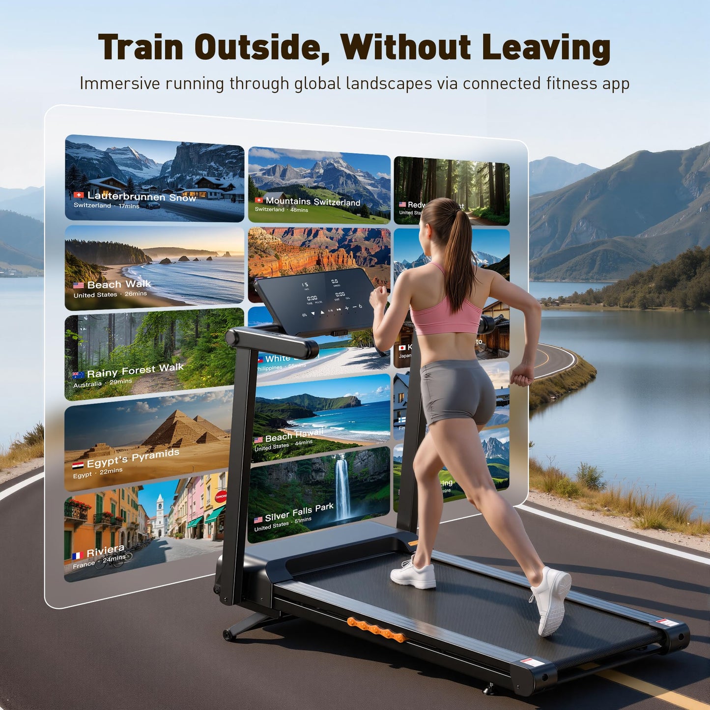 JAGJOG Treadmill for Home with Auto Incline, 3.5-4.5 HP Foldable Running Machine, 12 HIIT Programs,14"- 18" Wide LED Touchscreen, Smart App & Heart Rate, 300-400LBS Capacity, Fully Assembly