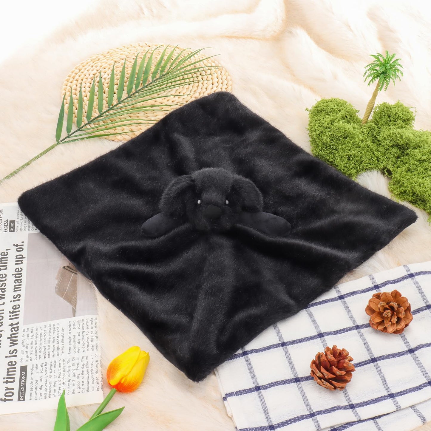 Apricot Lamb Black Labrador Security Blanket for Babies, Soft Loveys for Baby Boy and Girl, 14 Inches for Infant and Toddlers