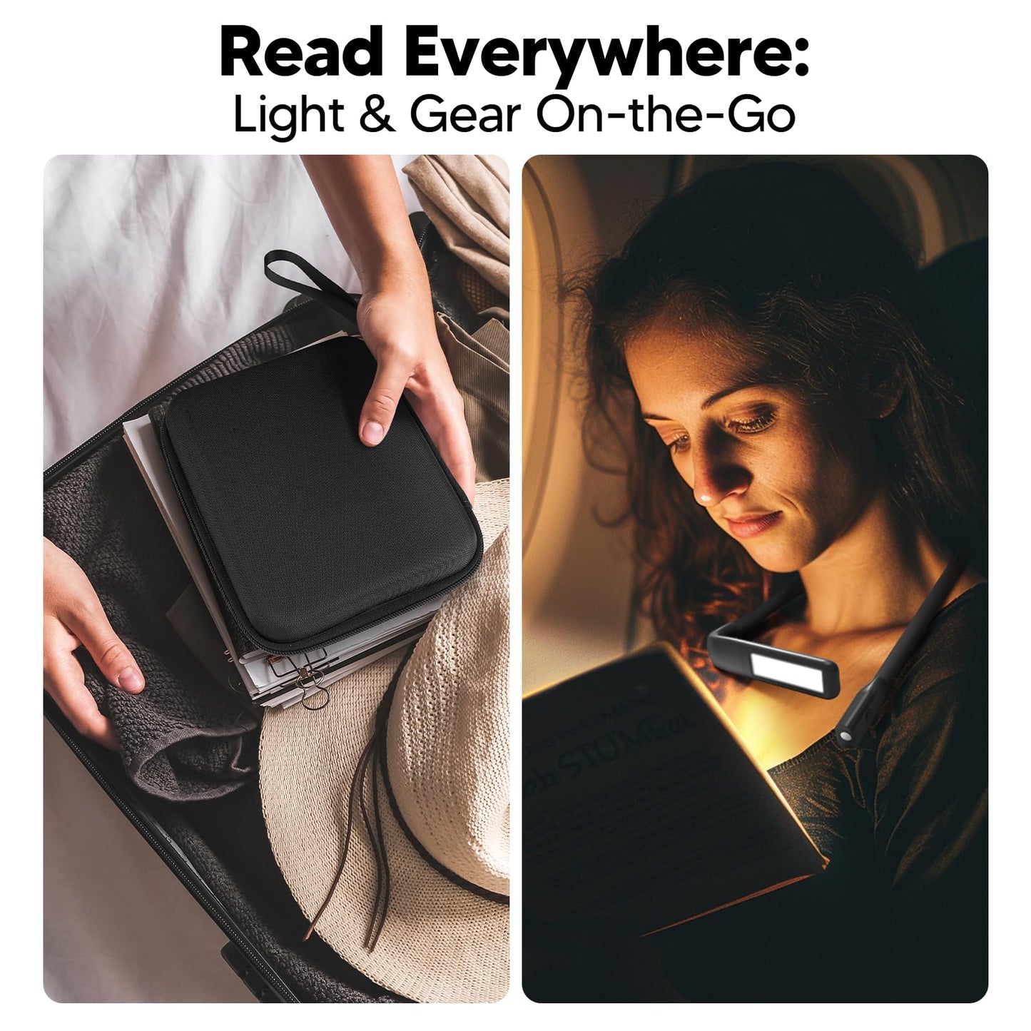Neck Reading Light with Storage Case:10-80Hrs Eye-Friendly Rechargeable Book Lamp, Knitting Crochet Accessories Sewing Craft Light, Mothers Day Gifts for Mom Wife Book Lovers Readers Knitters Crafters