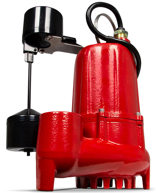 Red Lion RL-SC50V 115-Volt, 1/2 HP, 4300 GPH Cast Iron Sump Pump with Vertical Switch, 10-Ft. Cord, Red, 14942747