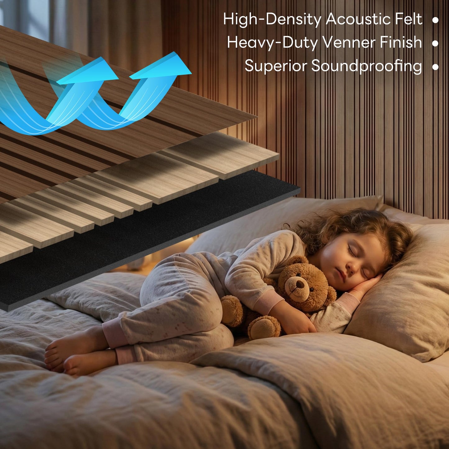 Wall Panels-4-Pack Wood 3D Wall Panels for Wall Decor,High Grille Soundproof Slat Acoustic Panels For Living Room,TV Background,Bedroom,Kitchen,Office,Cinema (23.6 X 23.6,Dark Walnut)