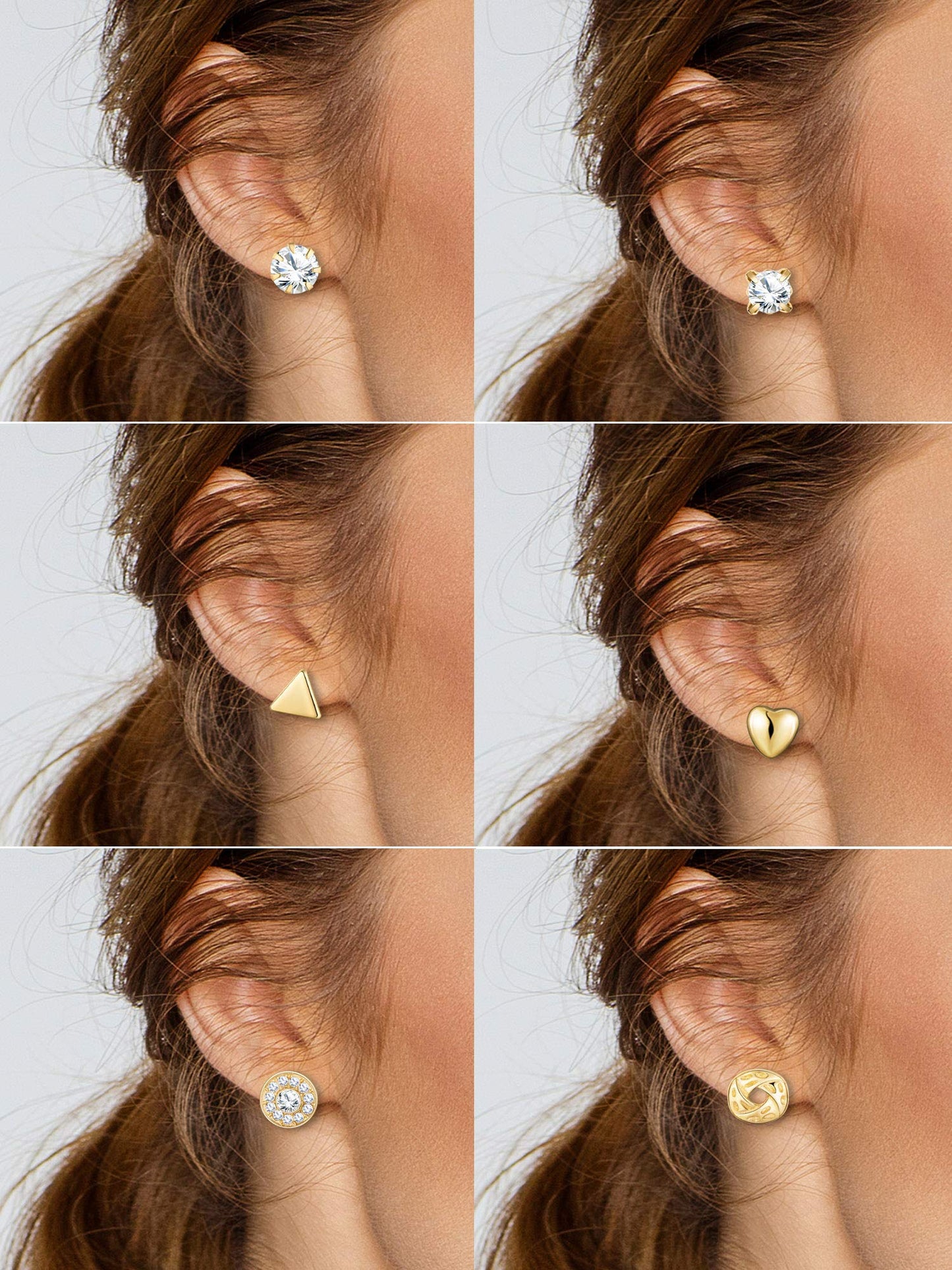 BBTO 24 Pairs Stud Earrings Crystal Pearl Earring Set Ear Stud Jewelry for Women Men(Gold)
