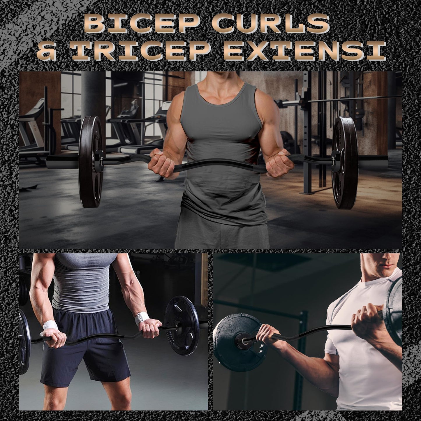 4FT Ez Curl Barbell Bar, O-Lympic Barbell Curl Bar with 2 Spring Collars, Bearing & Bronze Bushing Rotating Sleeves, Knurled Grip, Durable Rust-Proof Design for Squats/Curls/Bench Press, Black
