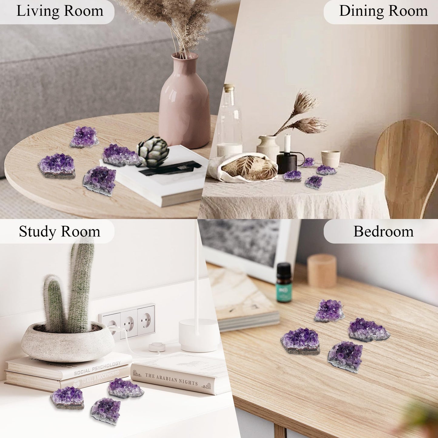 ZHIYUXI Amethyst Crystal Cluster Rock Geode Gemstones Purple Raw Crystals Stone Rock Collection Raw Energy Balance Reiki Home Decor 1Pc 50-70g